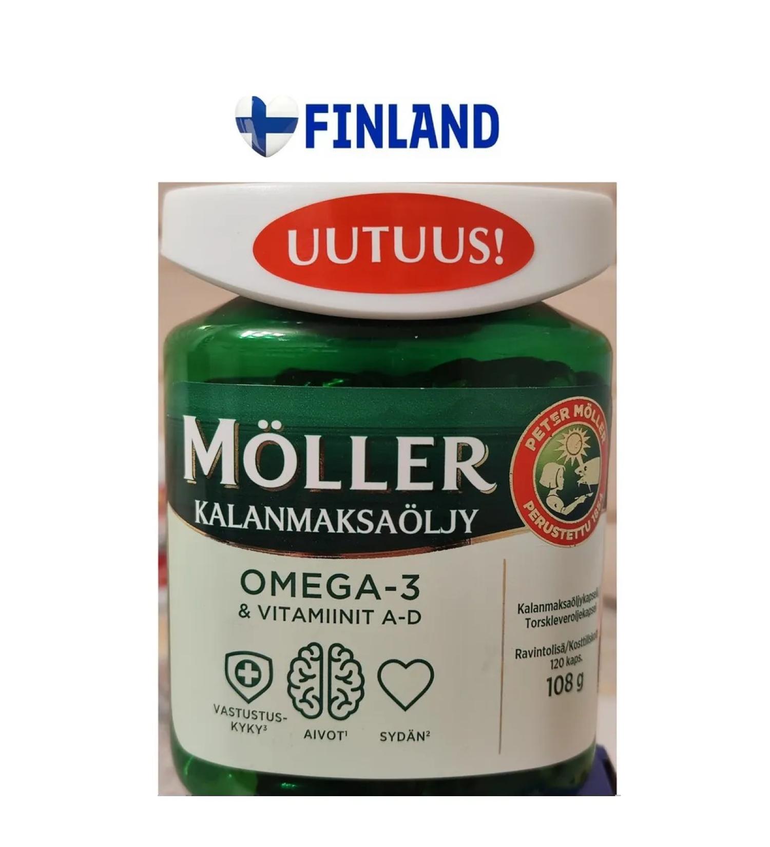 GGGstore MOLLER OMEGA-3 Vitamins A D E 120 Capsules