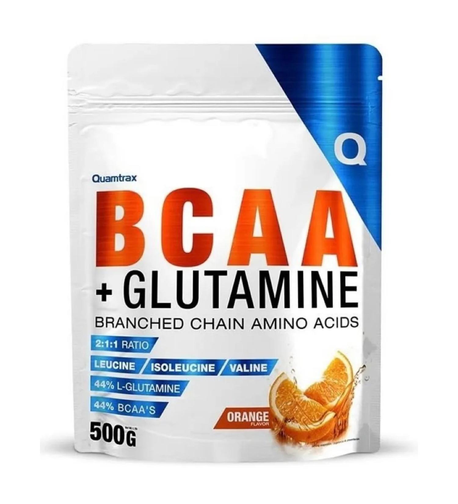 Quamtrax Nutrition Amino acids BCA Glutamin BCAA+Glutamine 500G Orange