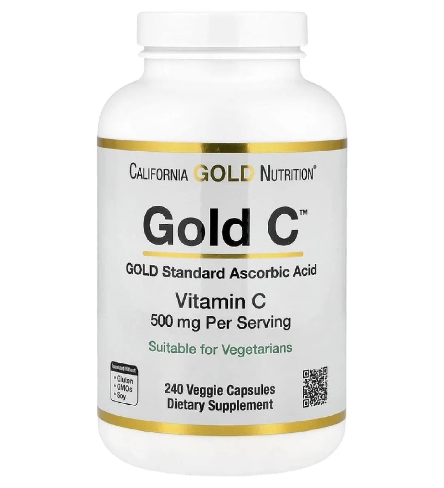 California Gold Nutrition Gold C Vitamin C 500 mg 240 capsules - Buy Online on GoSupps.com
