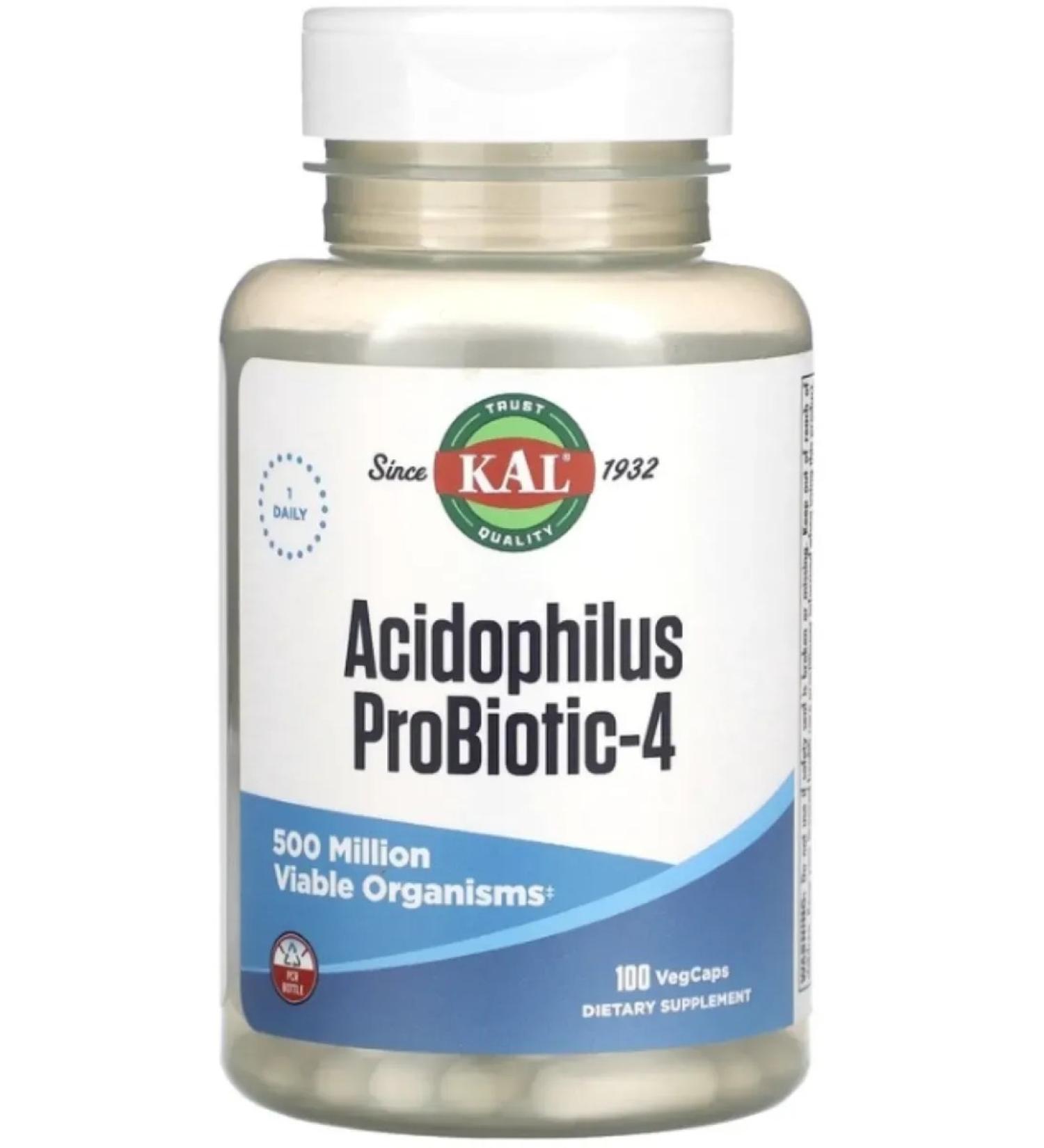 KAL Acidophilus Probiotic-4 Acydophilus 100 vegetables. capsules