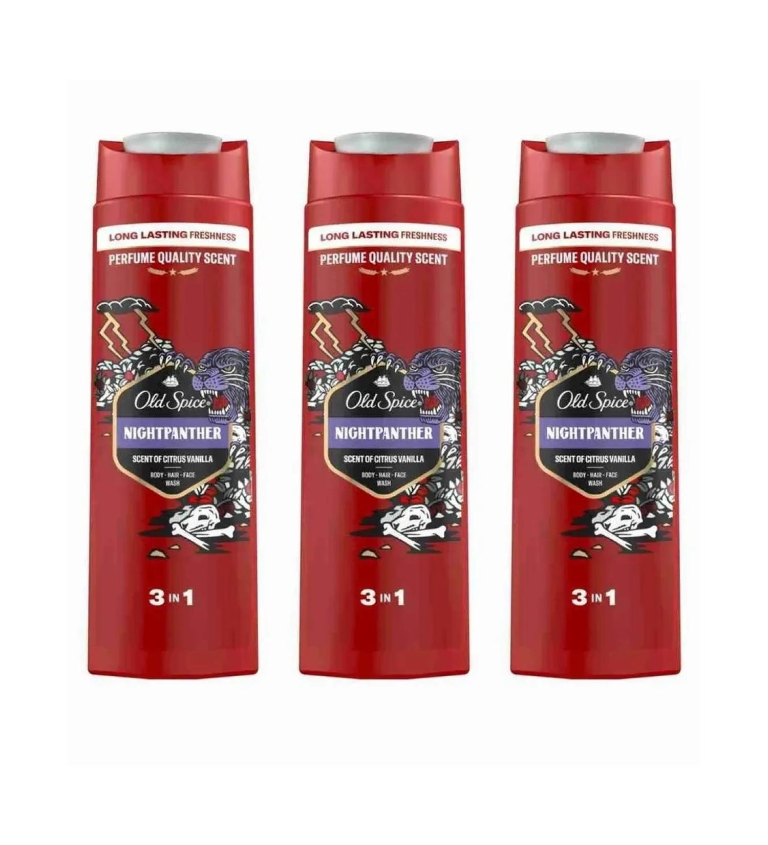 Old Spice Shampoo 3B1 Nightpanther 400 ml 3 pcs - Buy Online on GoSupps.com