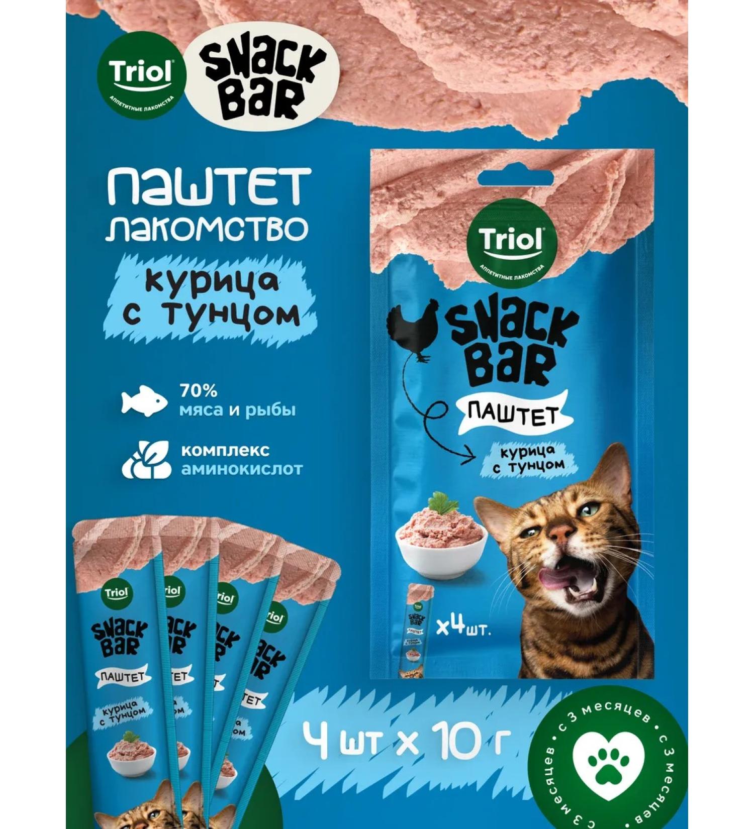 Triol Cats' delicacies "Paste of chicken with tuna" 40g - Buy Online on GoSupps.com