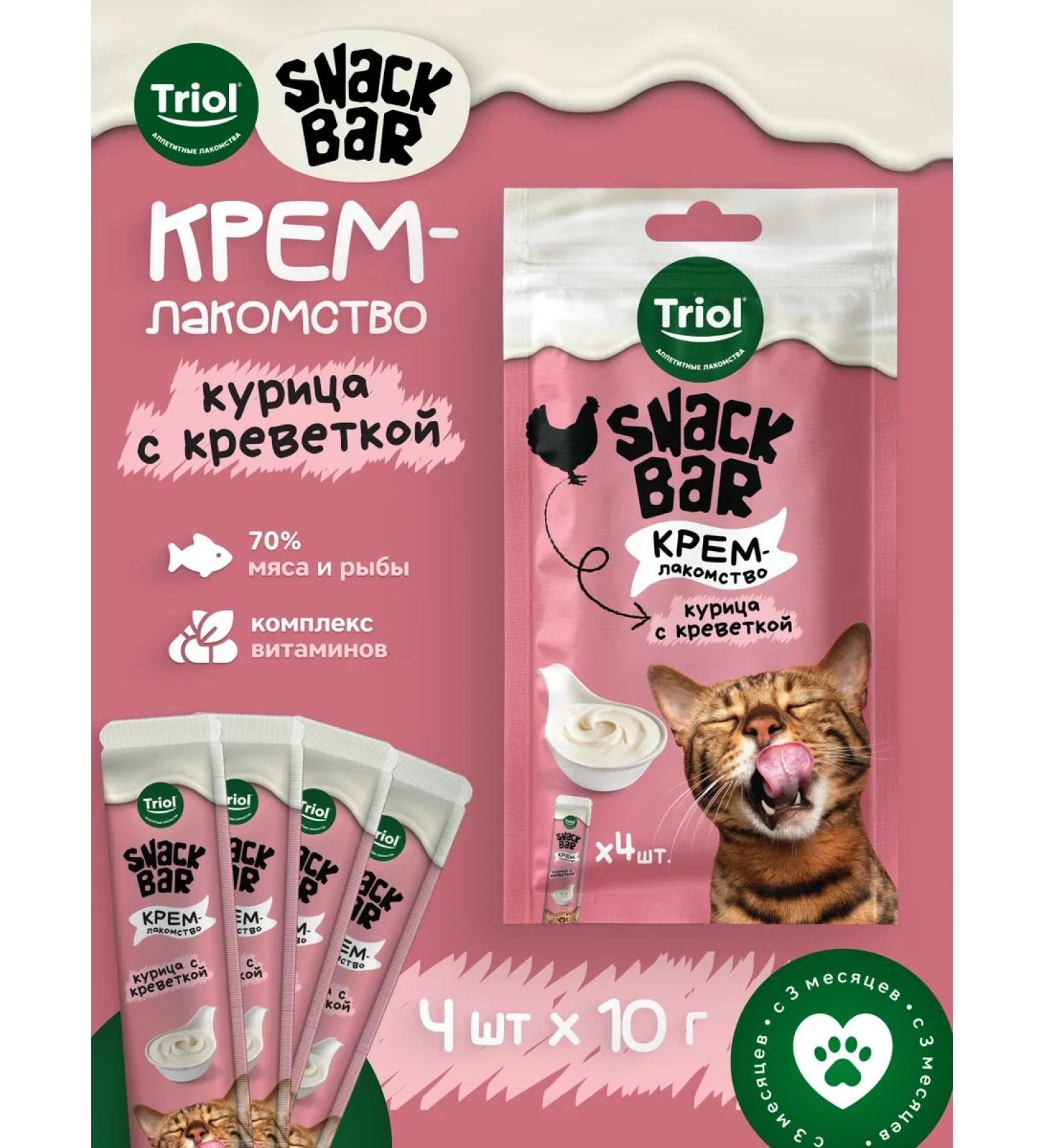 Triol Cat treats "Chicken cream with shrimp" 40g - Buy Online on GoSupps.com