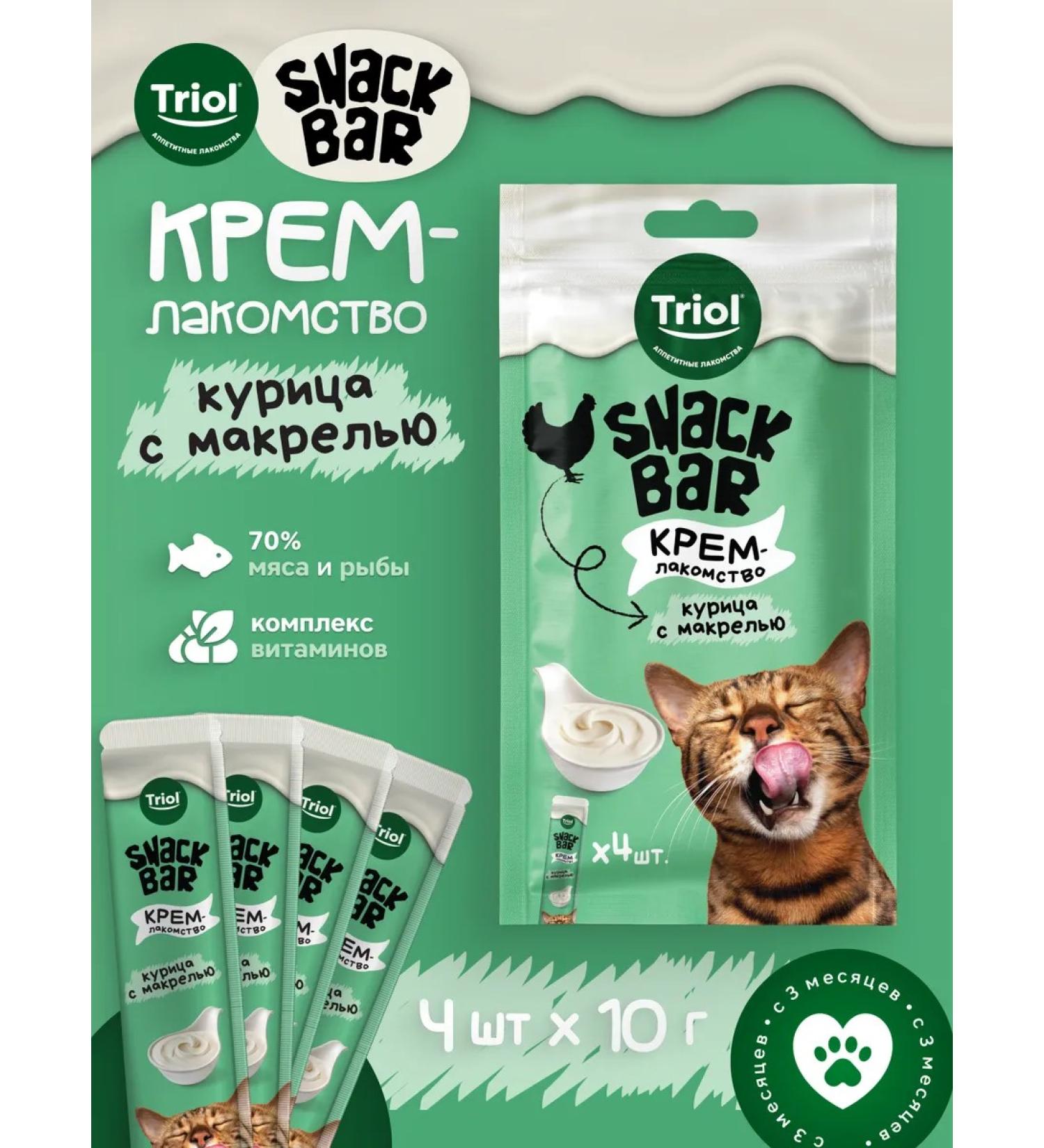 Triol Cat treats "Cream made of chicken with macrel" 40g - Buy Online on GoSupps.com