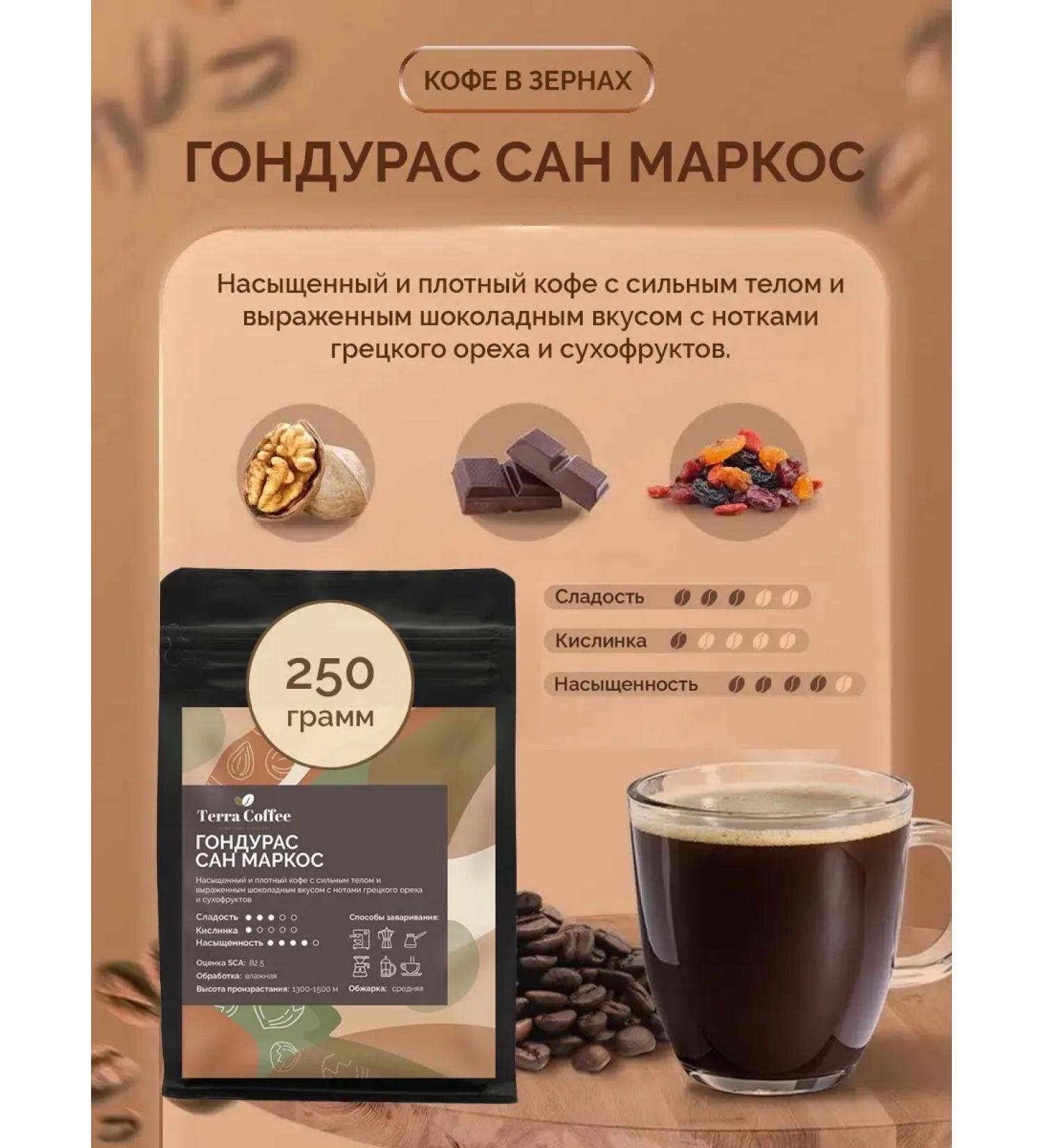 TERRA COFFEE Coffee in grains 250 g Honduras San Marcos - Buy Online on GoSupps.com