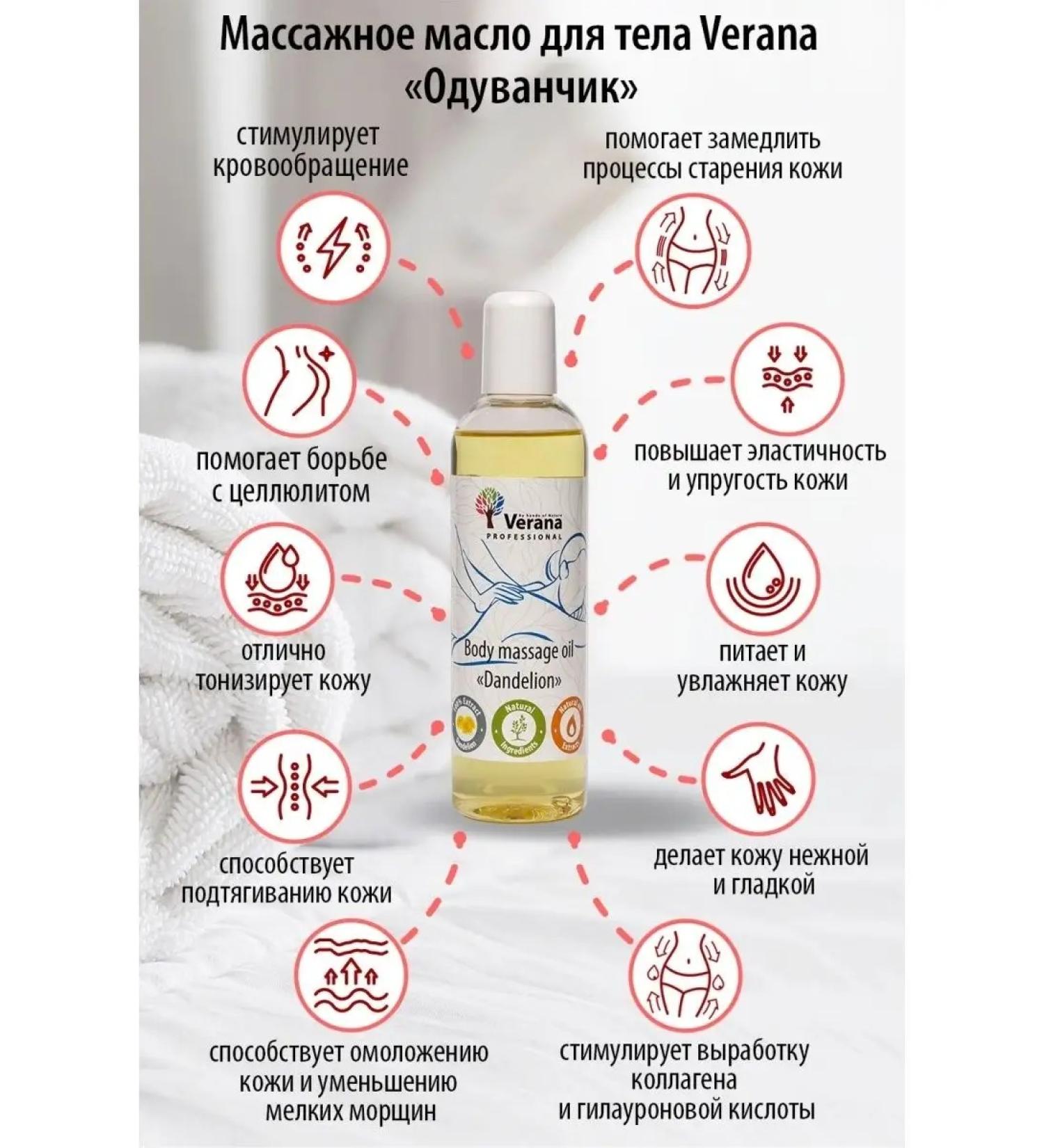 Verana Dandelion massage oil for body natural 1l - Buy Online on GoSupps.com