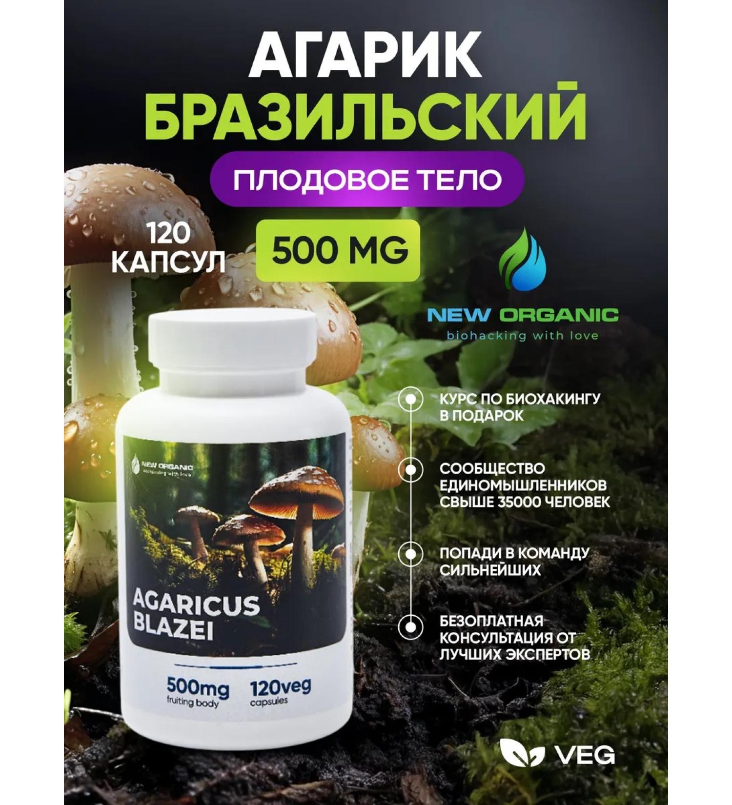NewOrganic Agarik Brazilsky in capsules 500 mg 120 pcs - Buy Online on GoSupps.com