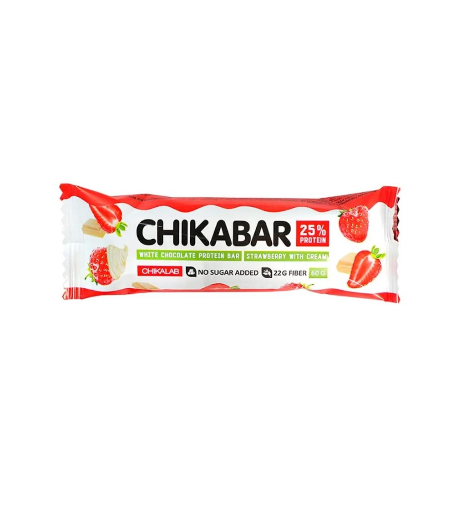 CHIKALAB Protein strawberry bar with cream 60 gr 20 pcs - Buy Online on GoSupps.com