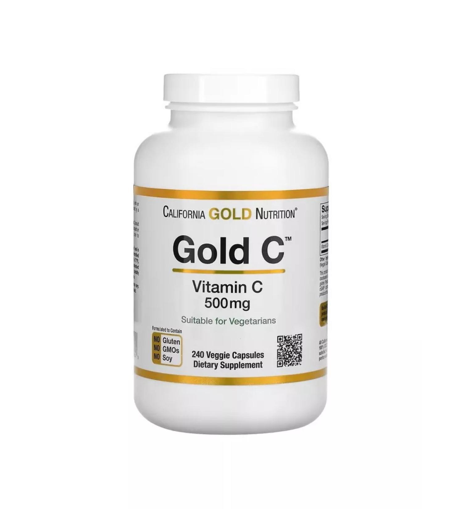 California Gold Nutrition Gold C Vitamin C 500 mg 240 capsules - Buy Online on GoSupps.com