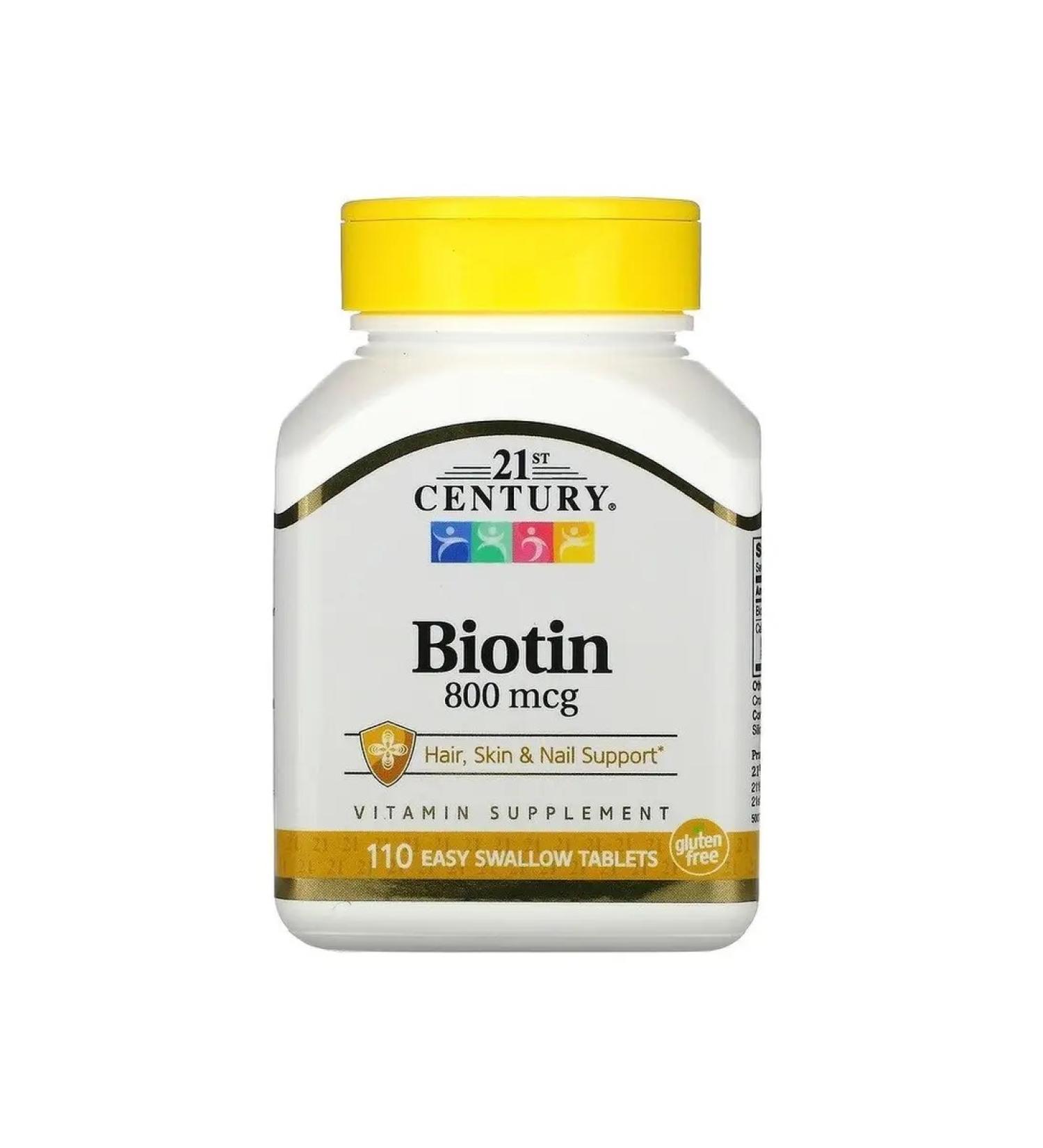 21st Century BIOTIN 800 g 110 tablets that are easy to swallow