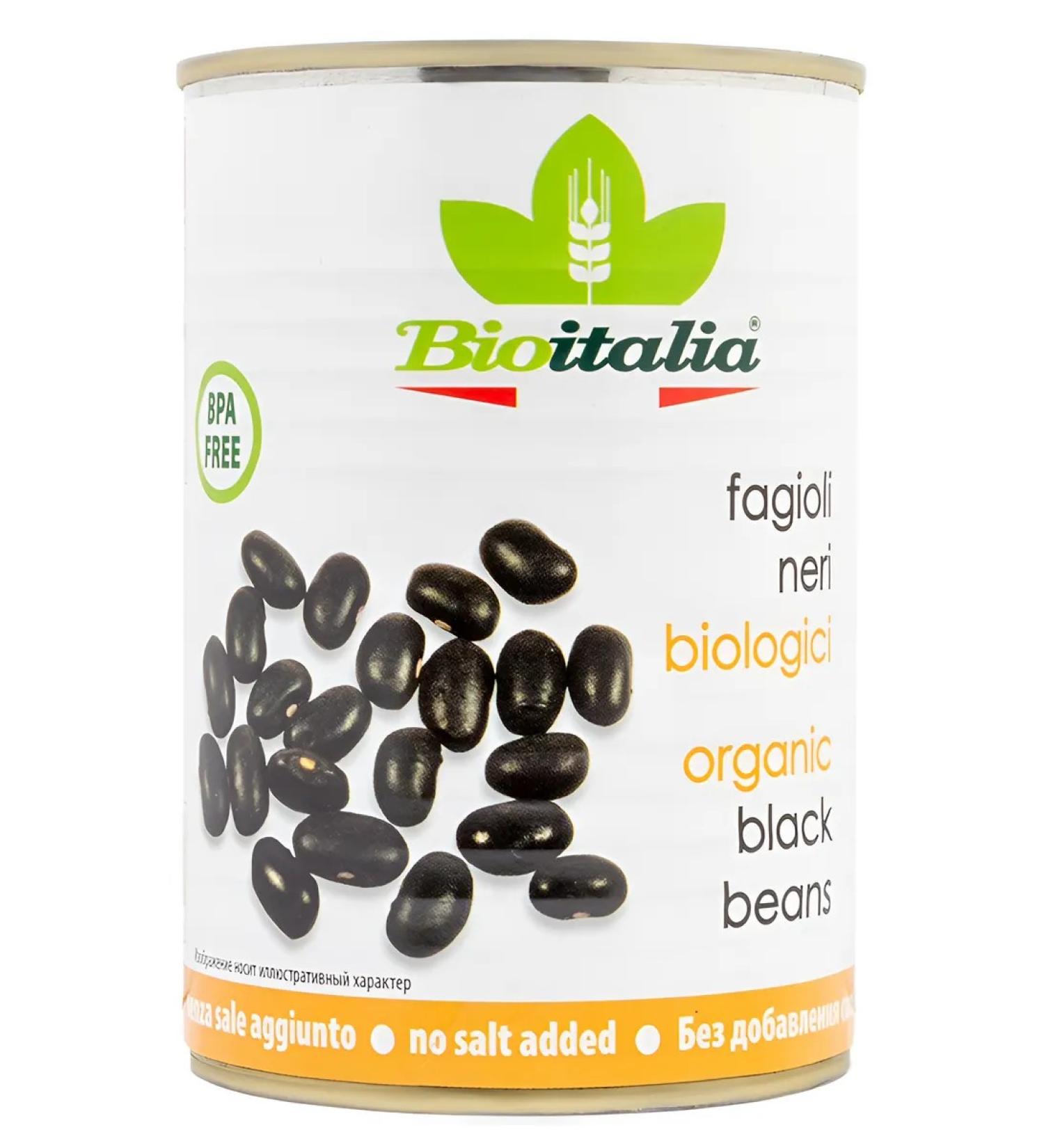 Bioitalia Black canned beans 400g - Buy Online on GoSupps.com