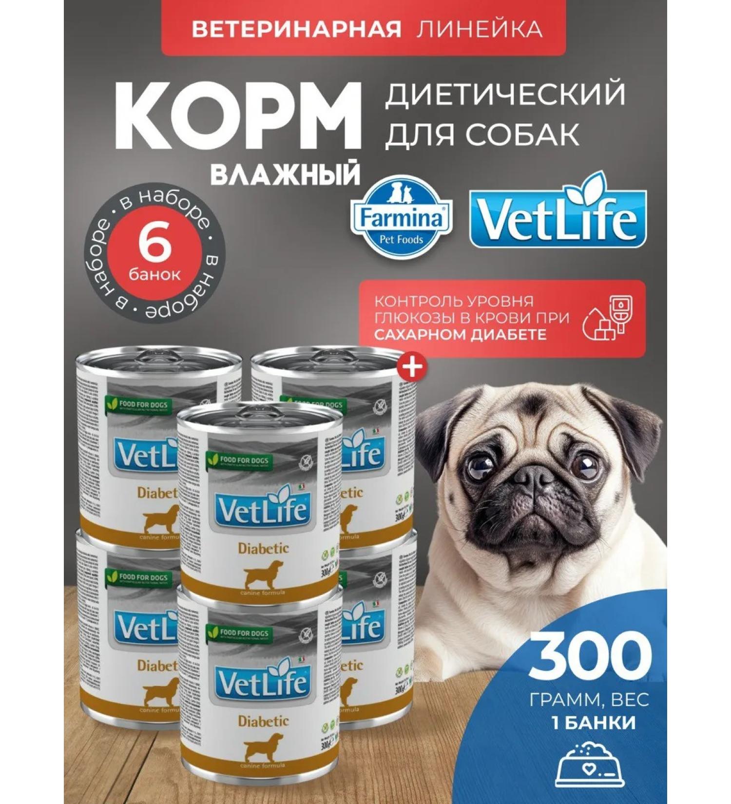Farmina Set 6 pcs. Vet Life for dogs Diabetics 300 g - Buy Online on GoSupps.com