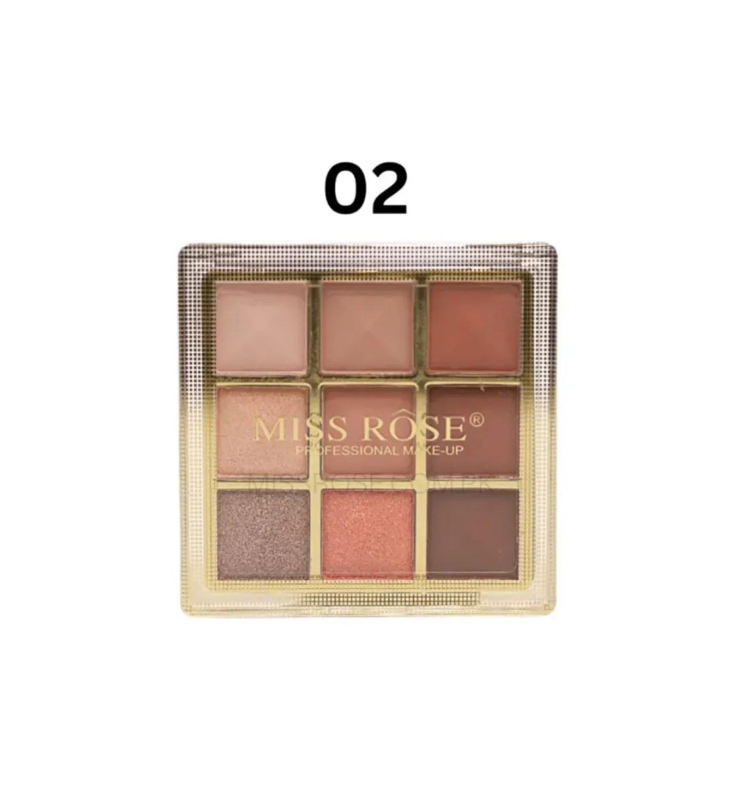 MISS ROSE Palette shadow for eyelids 9 colors tone 02 - Buy Online on GoSupps.com