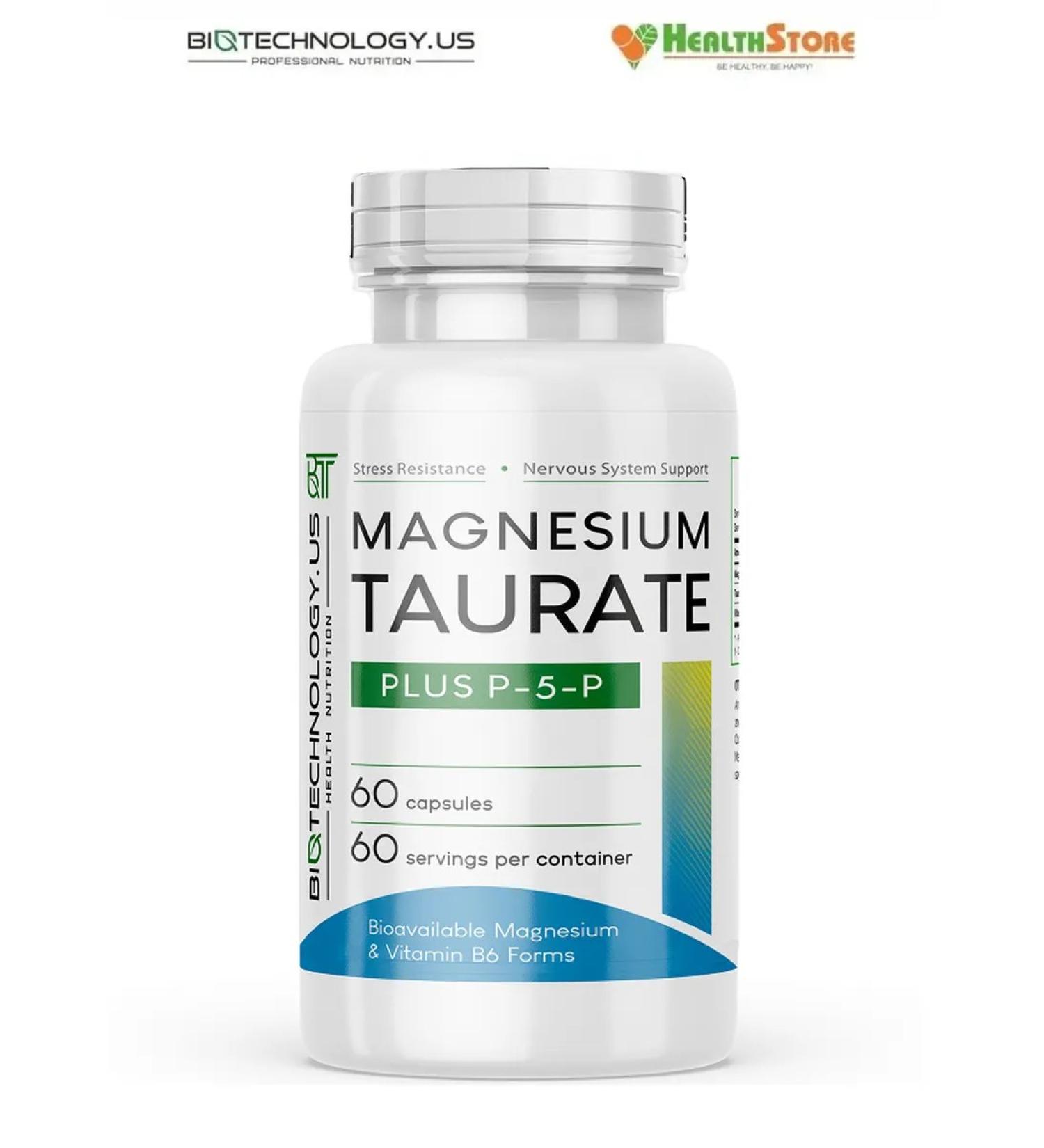 BiotechnologyUS Magnesium TaURate Plus P-5-P 60 Caps Magnesium Taurat Magnesum B6 - Buy Online on GoSupps.com