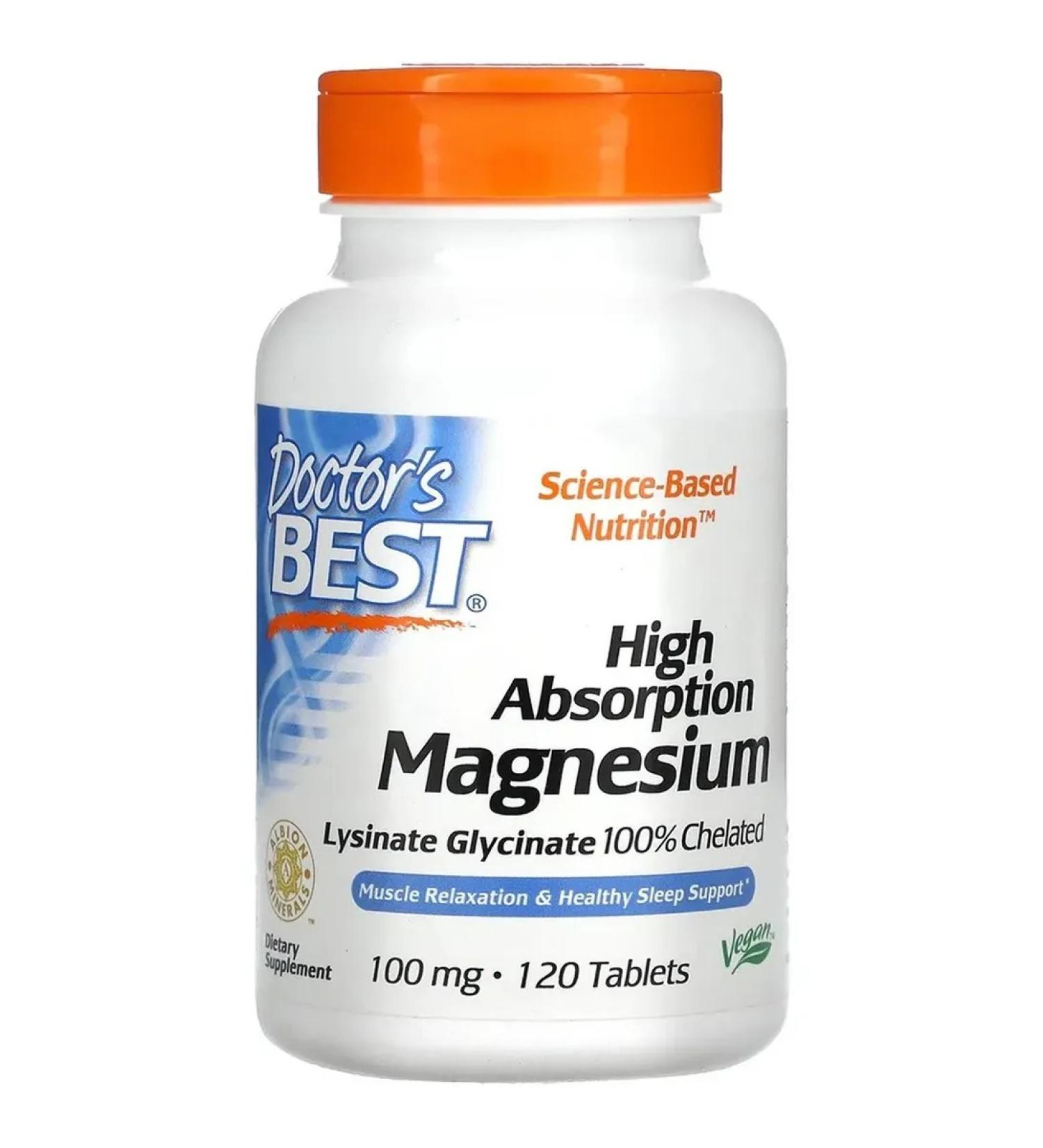 Doctor's Best Magnesium Helat Magnesium 100 mg 120 tablets - Buy Online on GoSupps.com