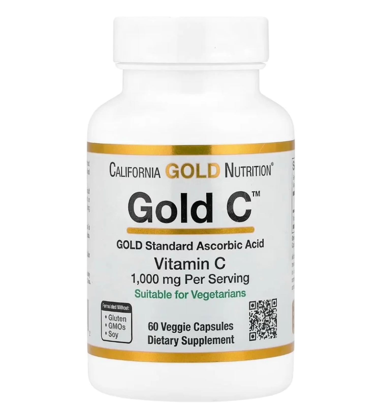 California Gold Nutrition Vitamin C 1000 mg 60 Gold C capsules