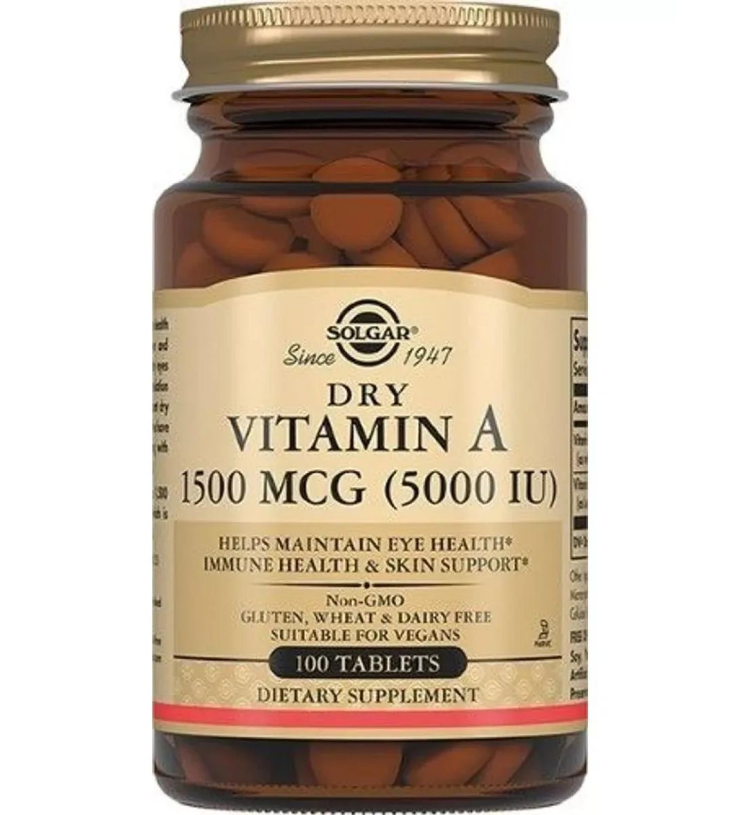 SOLGAR Dry Vitamin A 1500MKG (5000MO) N100 table 370MG-1 pp