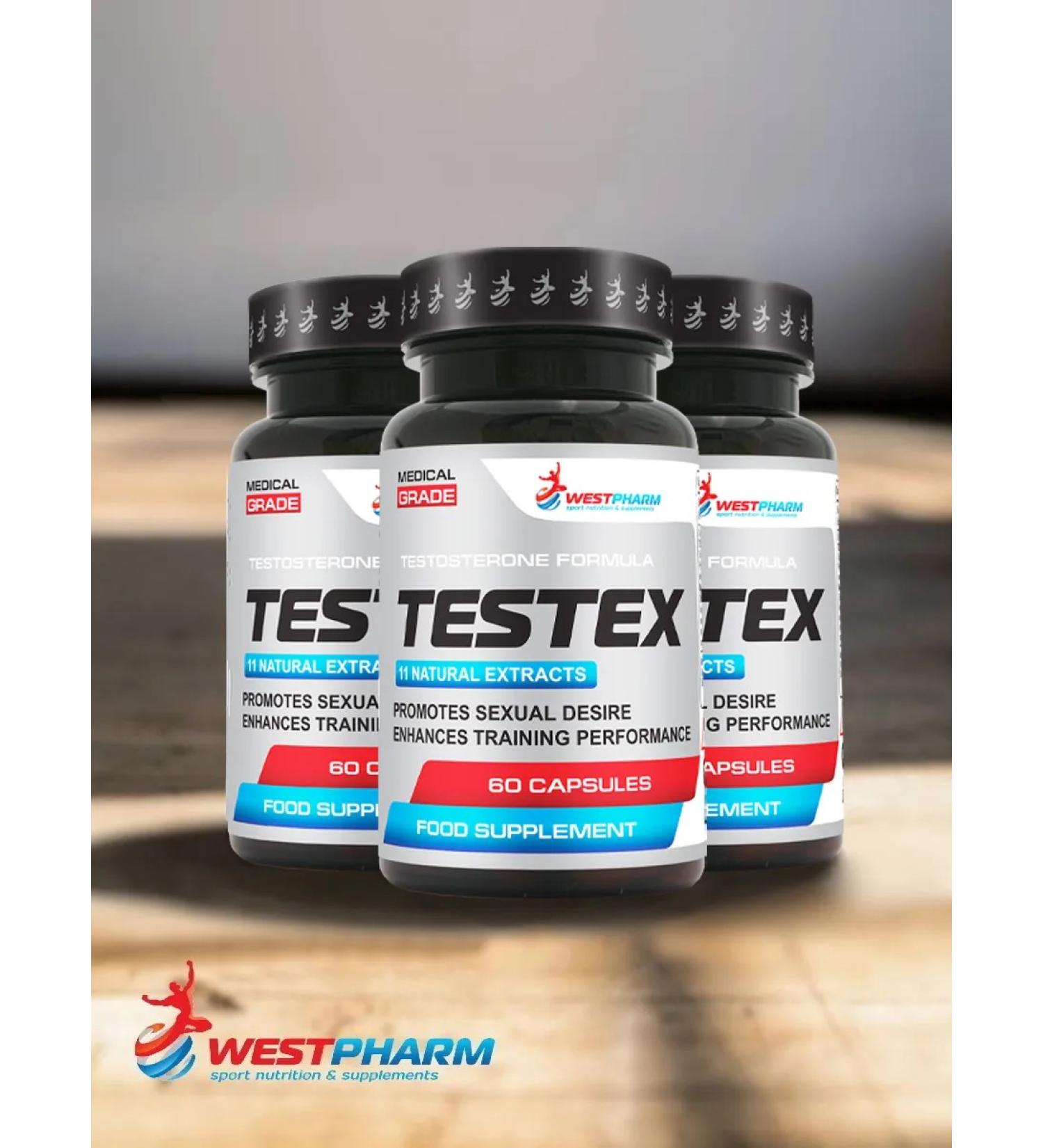 Westpharm Testex testosterone booster 60 capsules - Buy Online on GoSupps.com