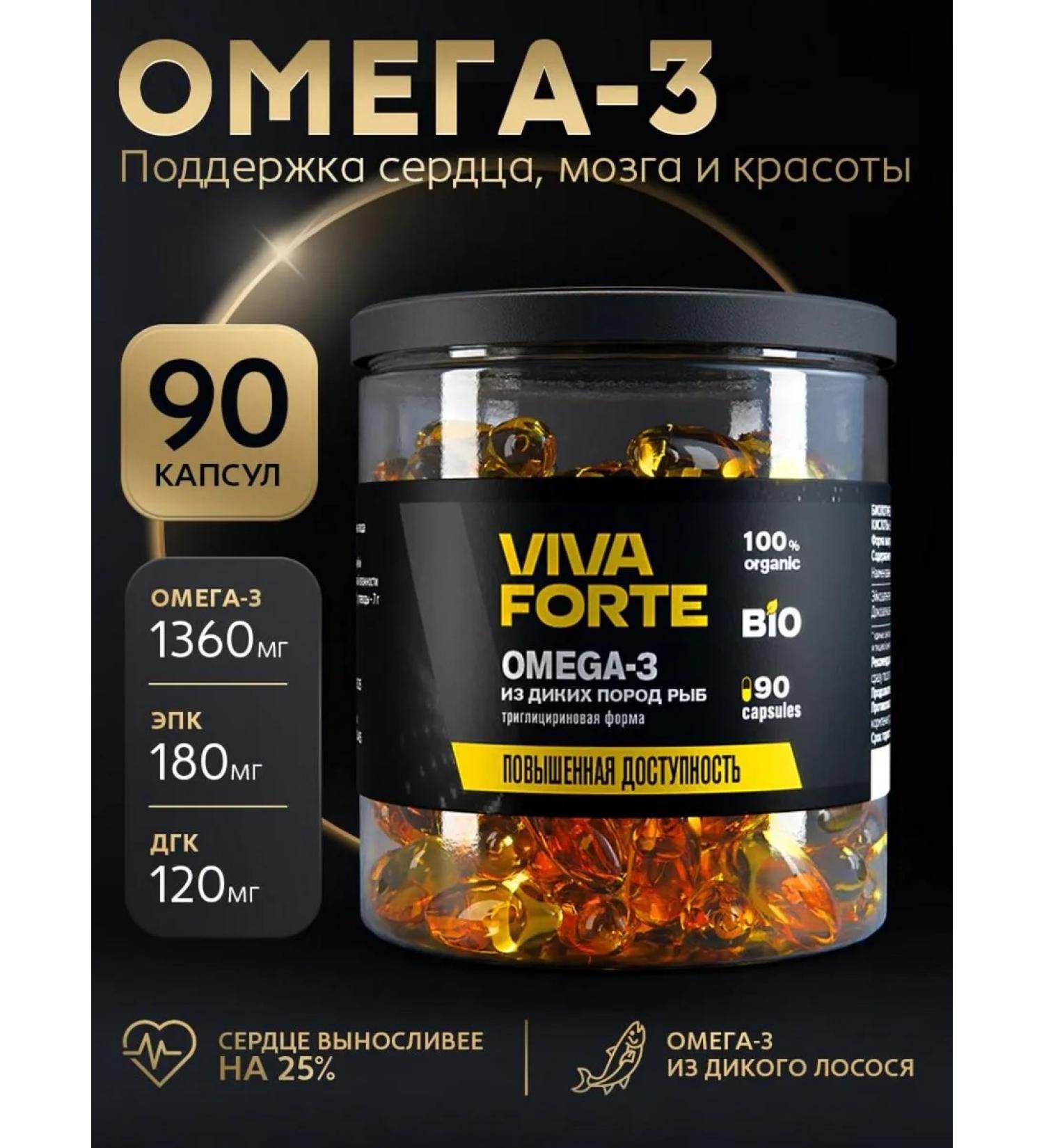 VivaForte Omega 3 - 1000 mg fish fat 90 capsules - Buy Online on GoSupps.com
