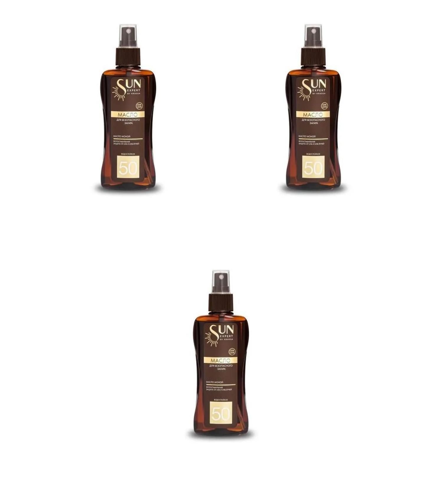 KRASSA Sun Expert oil for safe tanning SPF50 180ml 3 pcs - Buy Online on GoSupps.com