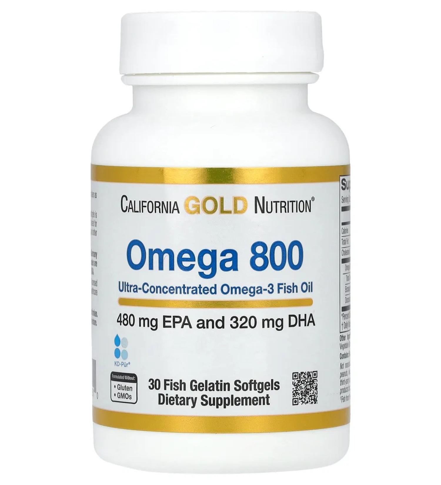 California Gold Nutrition Omega 800 ultra -acred fish oil 30 capsules - Buy Online on GoSupps.com