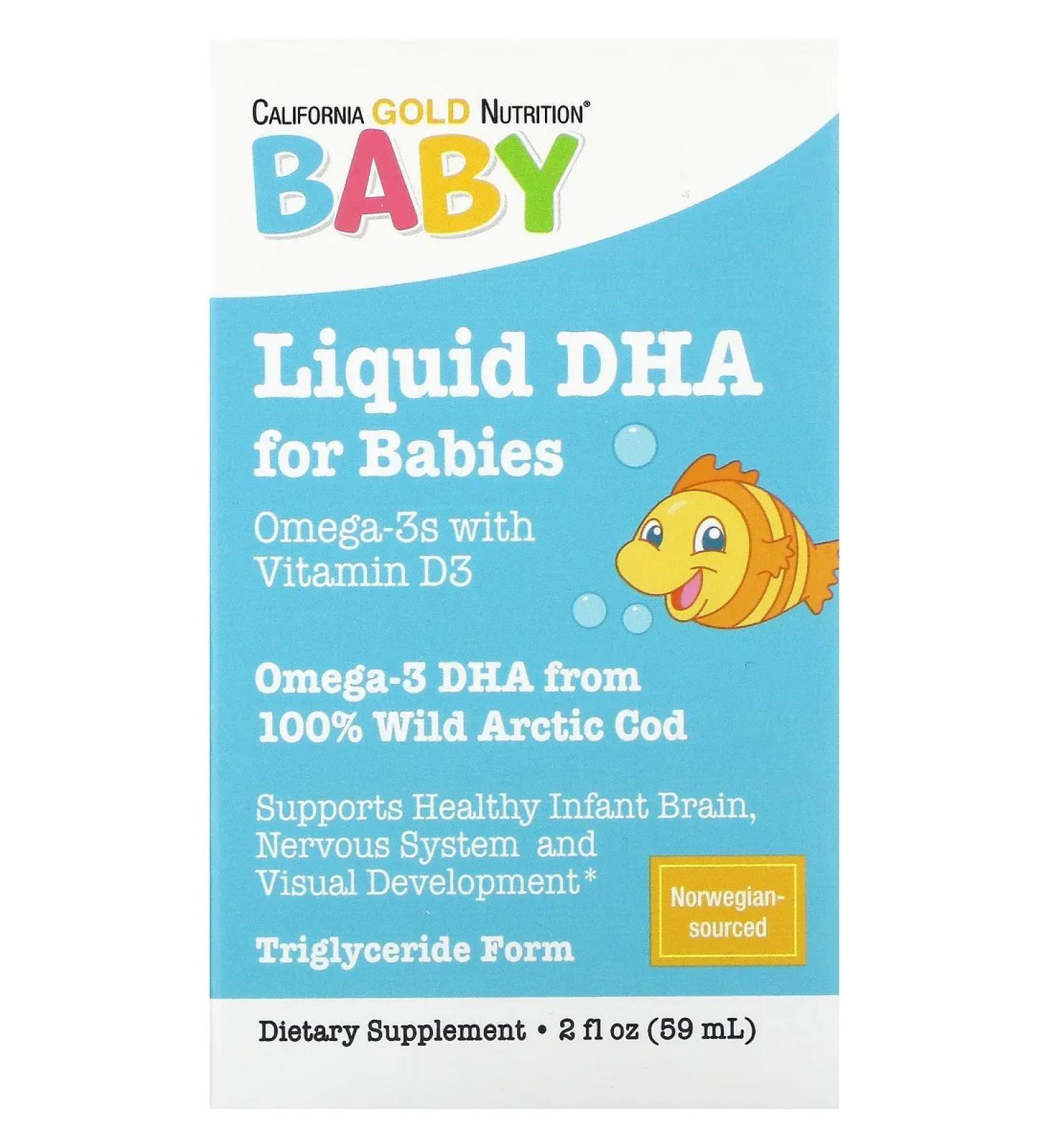 California Gold Nutrition Liquid DHK for children omega-3 with vitamin D3 1050 mg 59 ml - Buy Online on GoSupps.com