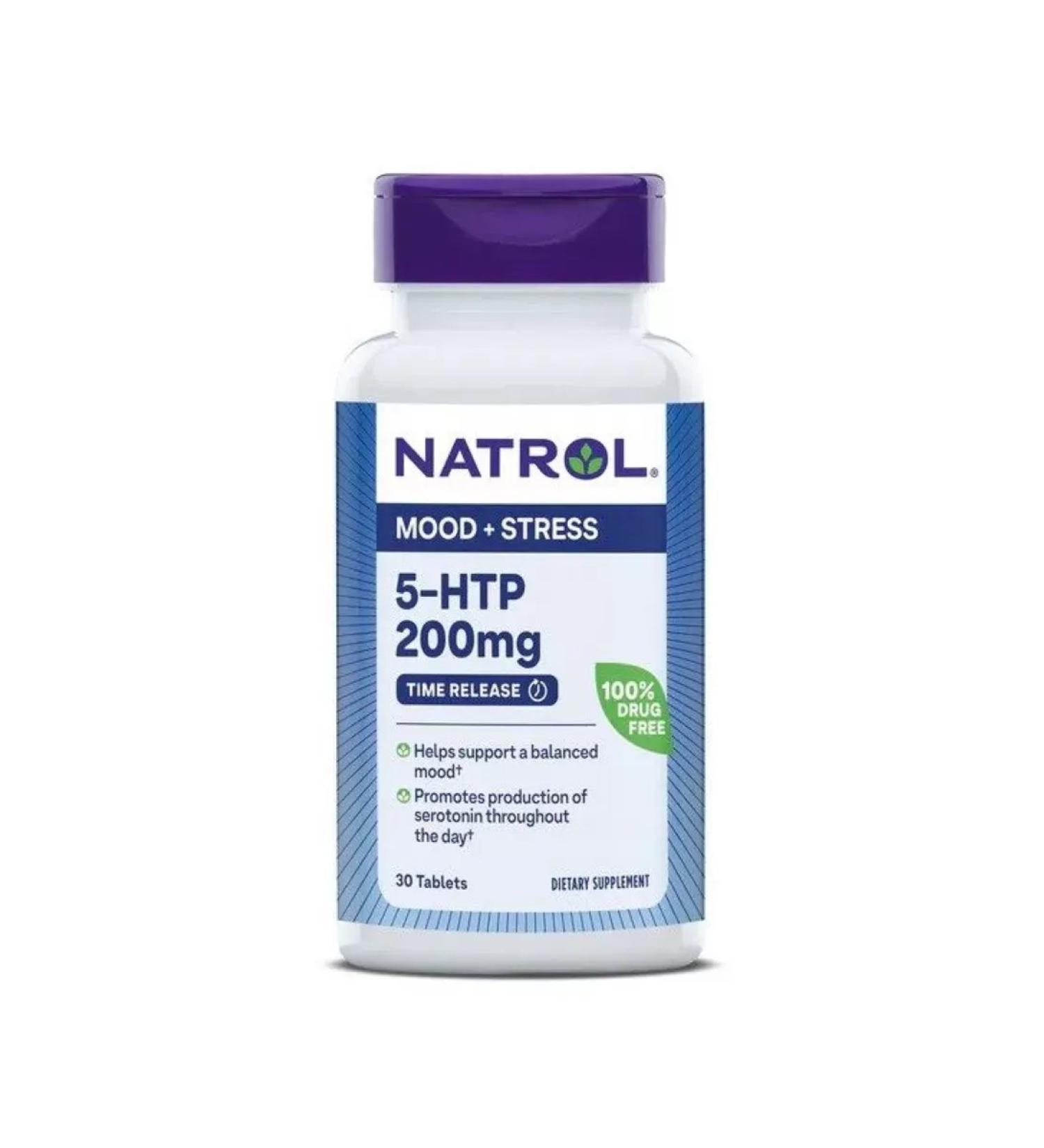 Natrol 5-HTP 5-hydroxitriptophanes 200 mg 30 pusheck - Buy Online on GoSupps.com
