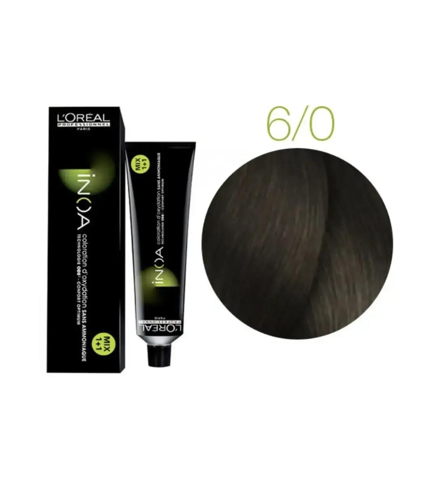 L'Oreal Professionnel Hair dye 6.0 inoa without ammonia 60 g - Buy Online on GoSupps.com