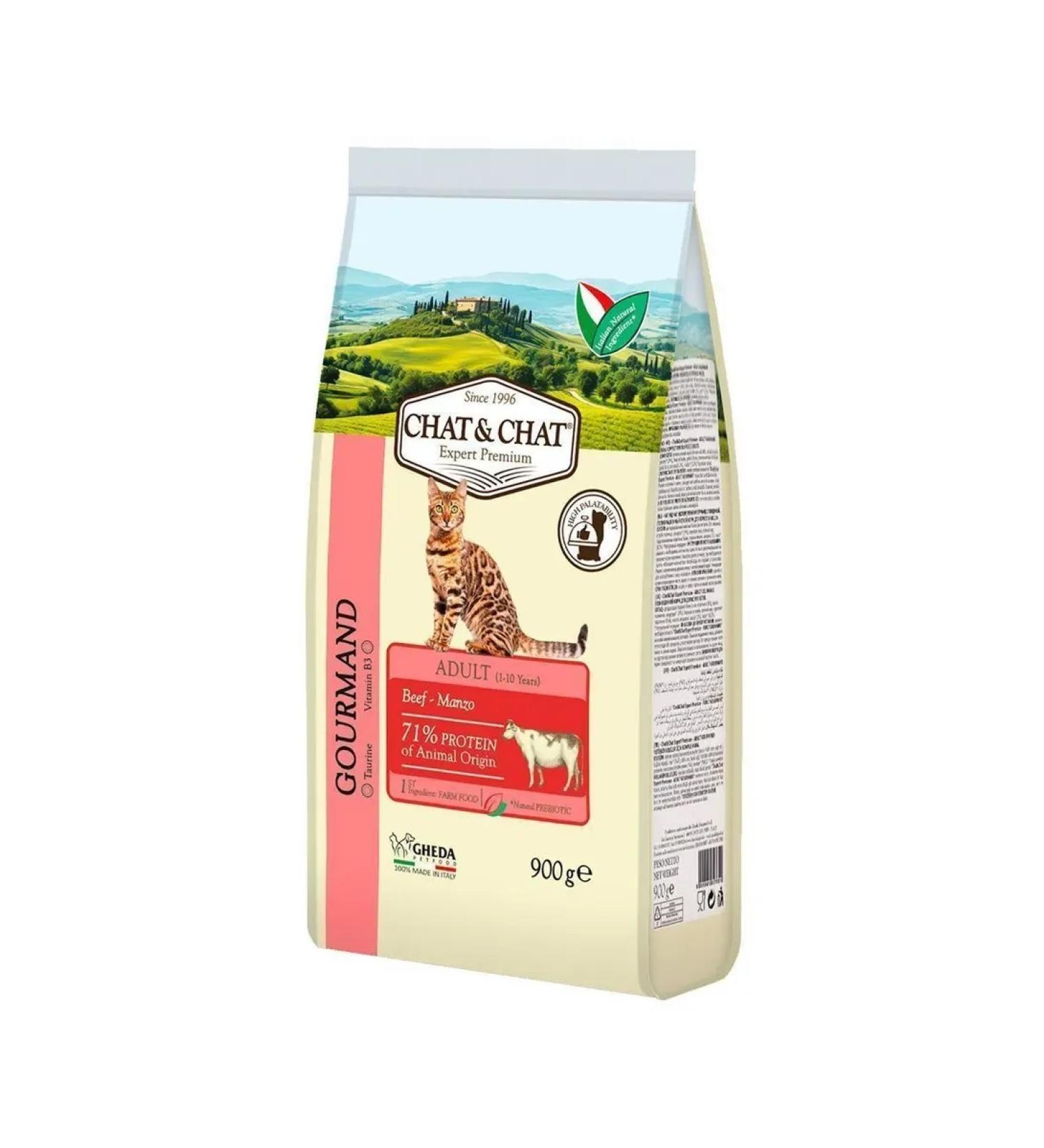 Chat & Chat Dry food with beef for adult cats 900 g - Buy Online on GoSupps.com