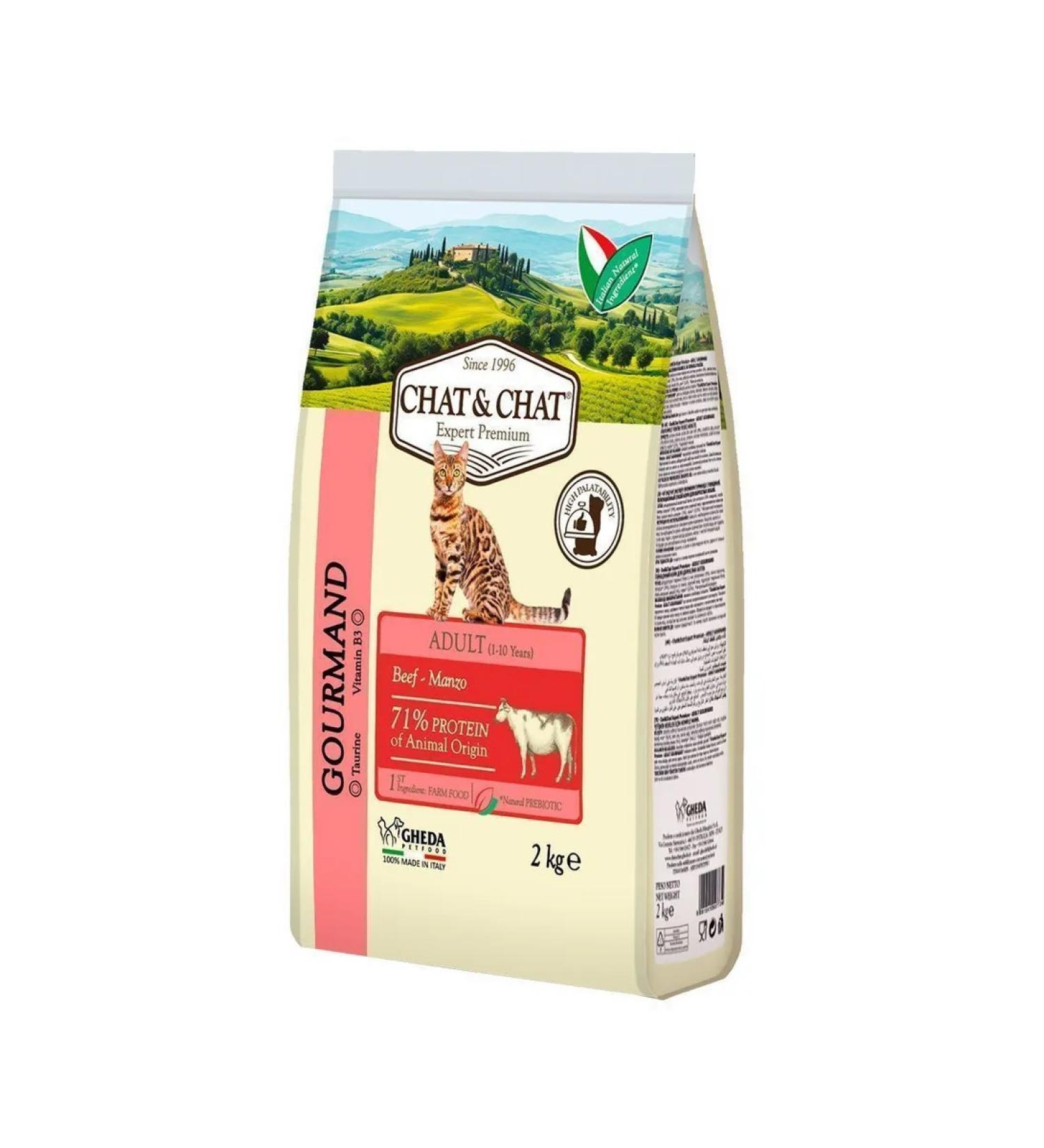 Chat & Chat Dry food with beef for adult cats 2 kg - Buy Online on GoSupps.com