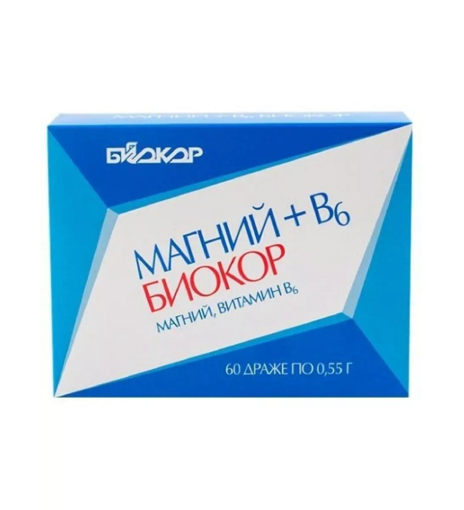 Magnesium+B 6 Biocor 60 pcs dragees weighing 0 55 g-2pcs - Buy Online on GoSupps.com