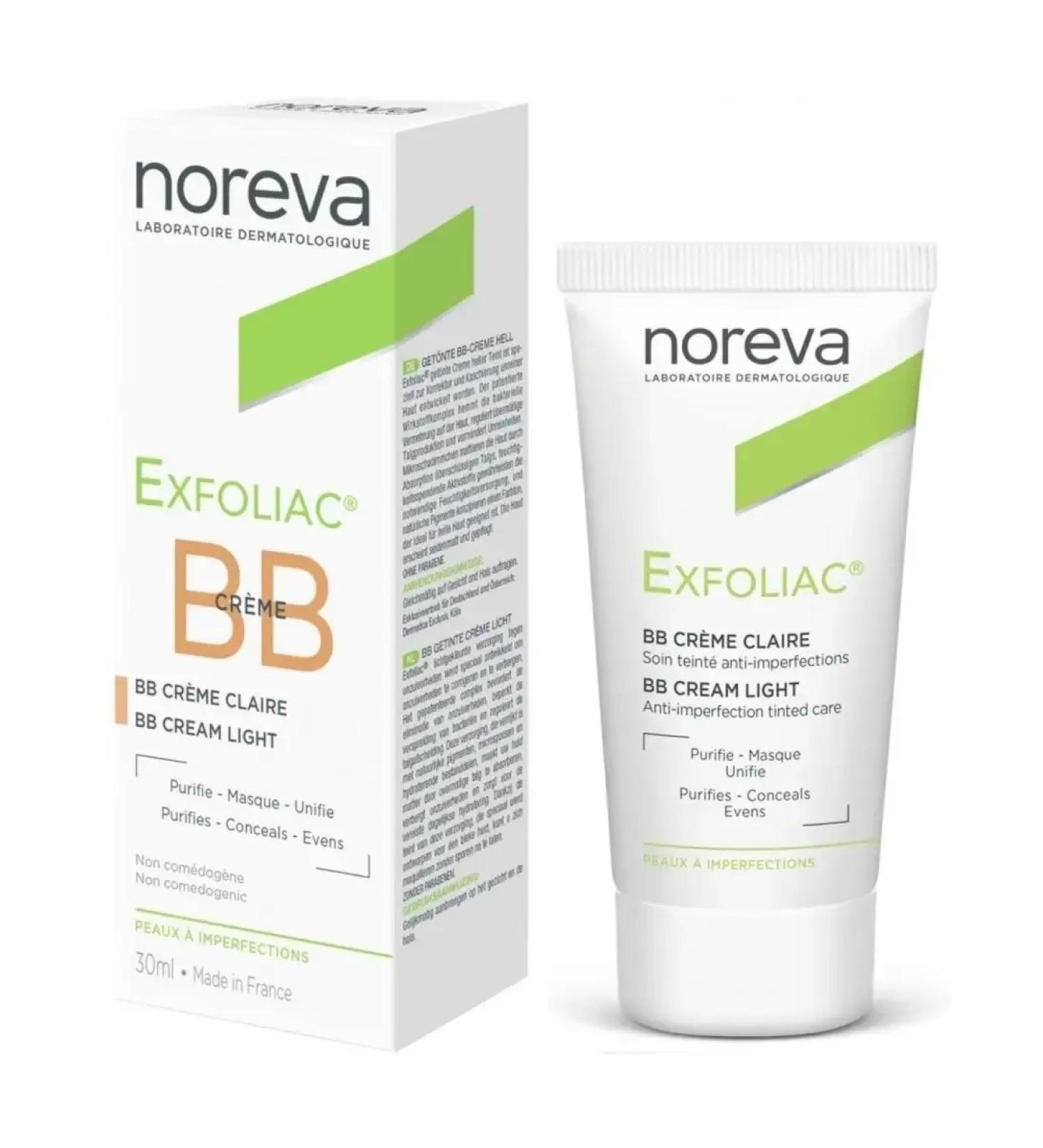 noreva Norva Exfoliac BB face cream light tone tube 30ml