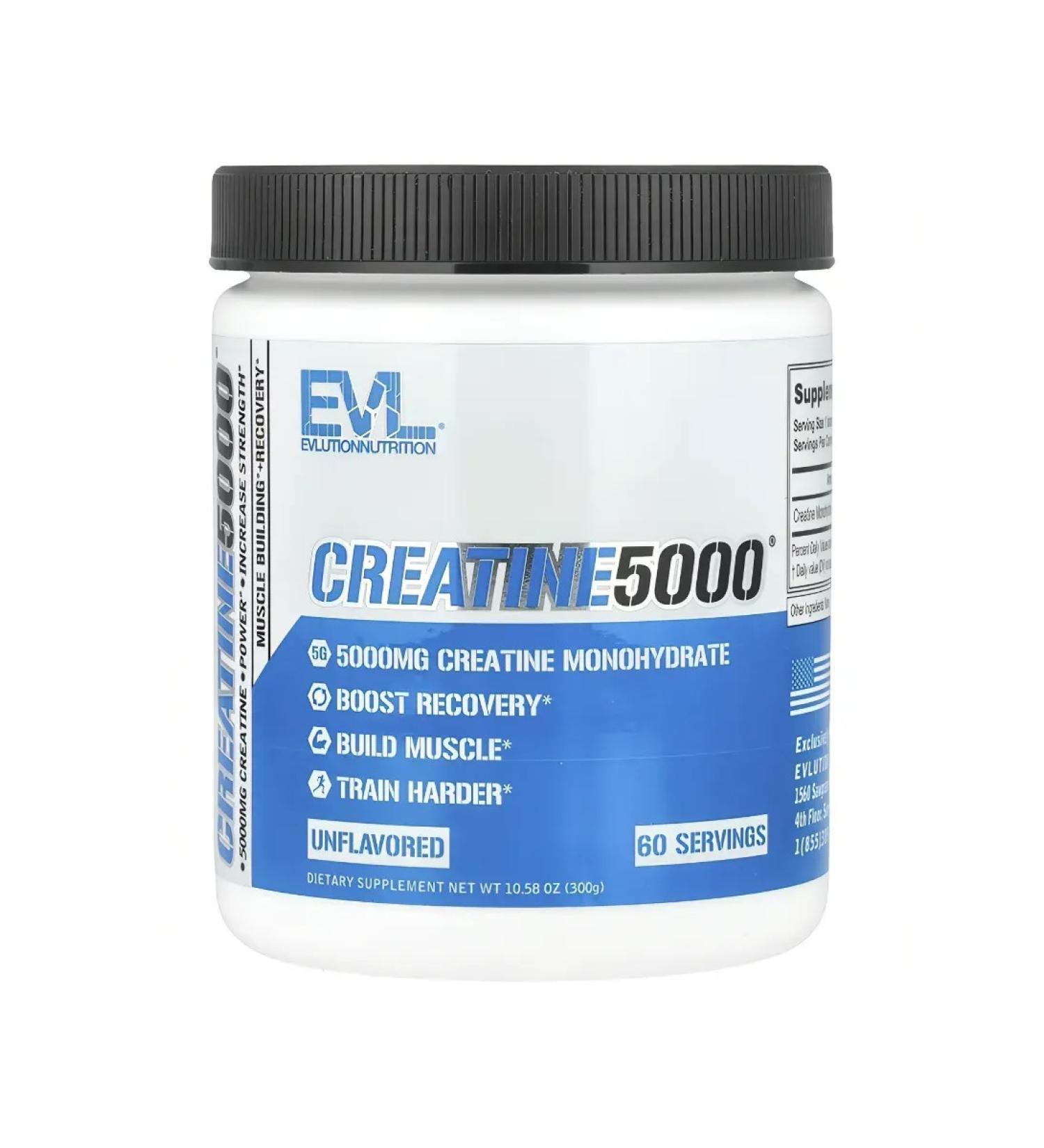EVLution Nutrition Creatine Monohydrate Creatine5000 300 g (10.58 ounces)