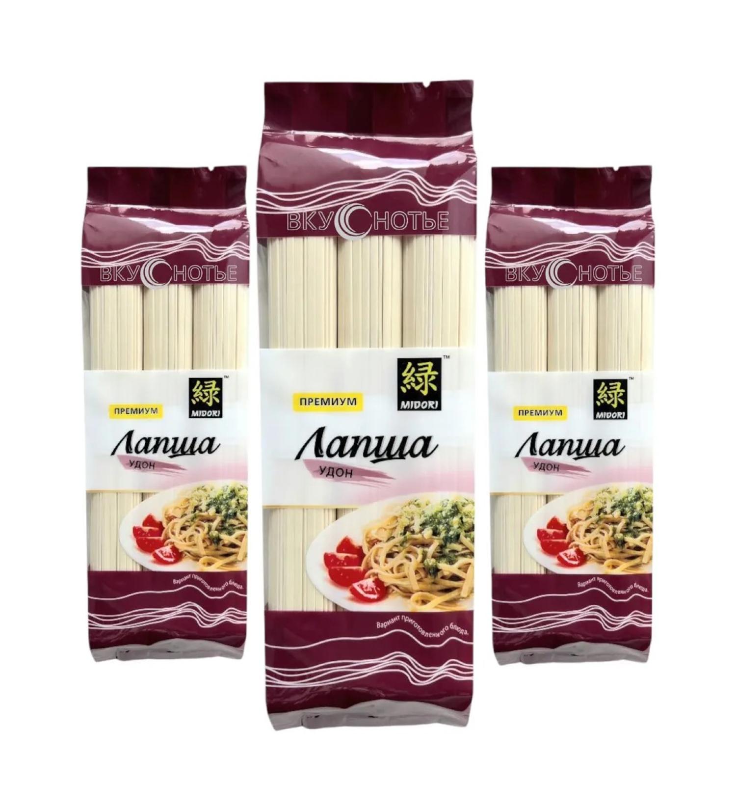 MIDORI Noodles wheat udon 3 packs of 300 g China