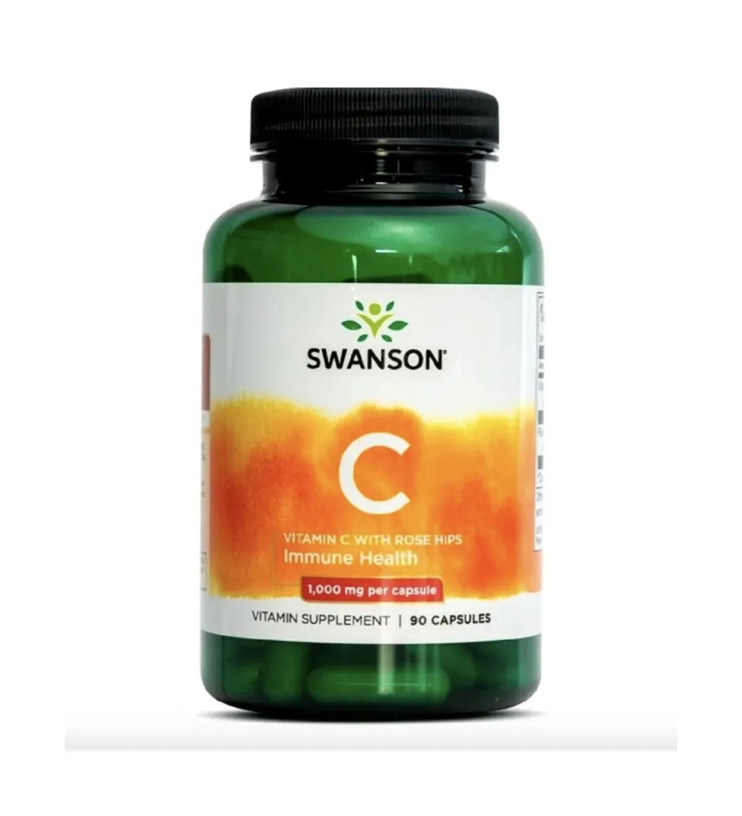 Swanson (USA) Vitamin C with Rose Hips 1000 MG 90 Caps Swanson USA - Buy Online on GoSupps.com