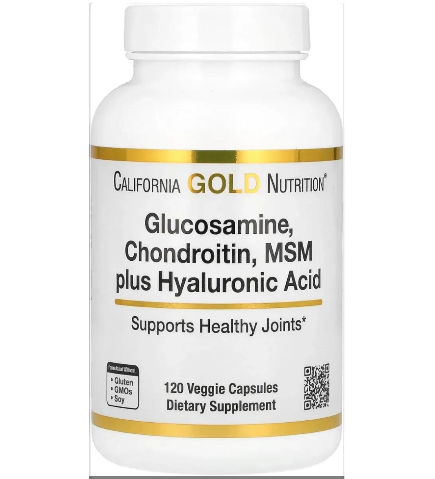 California Gold Nutrition Glucosamine Chondroitin MSM Plus Hyaluronic Acid 120 Caps - Buy Online on GoSupps.com