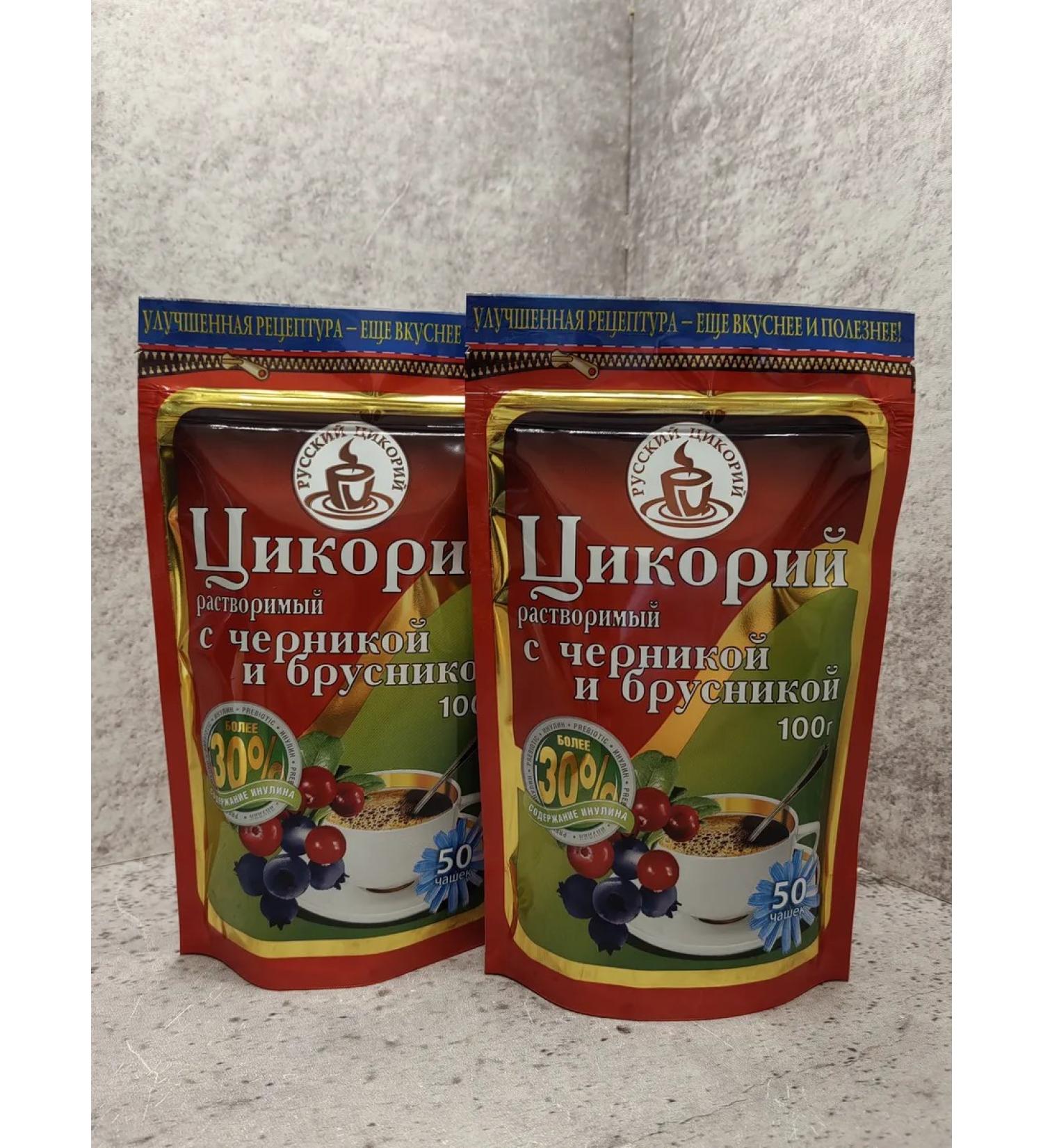 RUSSIAN CHICORY Tsikoria with blueberries and lingonberry soluble 2 pcs * 200 g