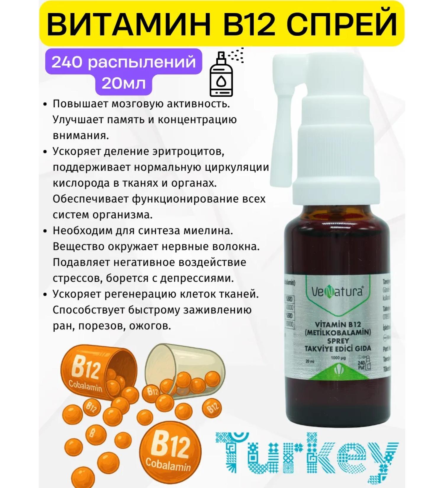 Venatura Vitamin B12 Spray Mezhelcobalamin T rkiye - Buy Online on GoSupps.com