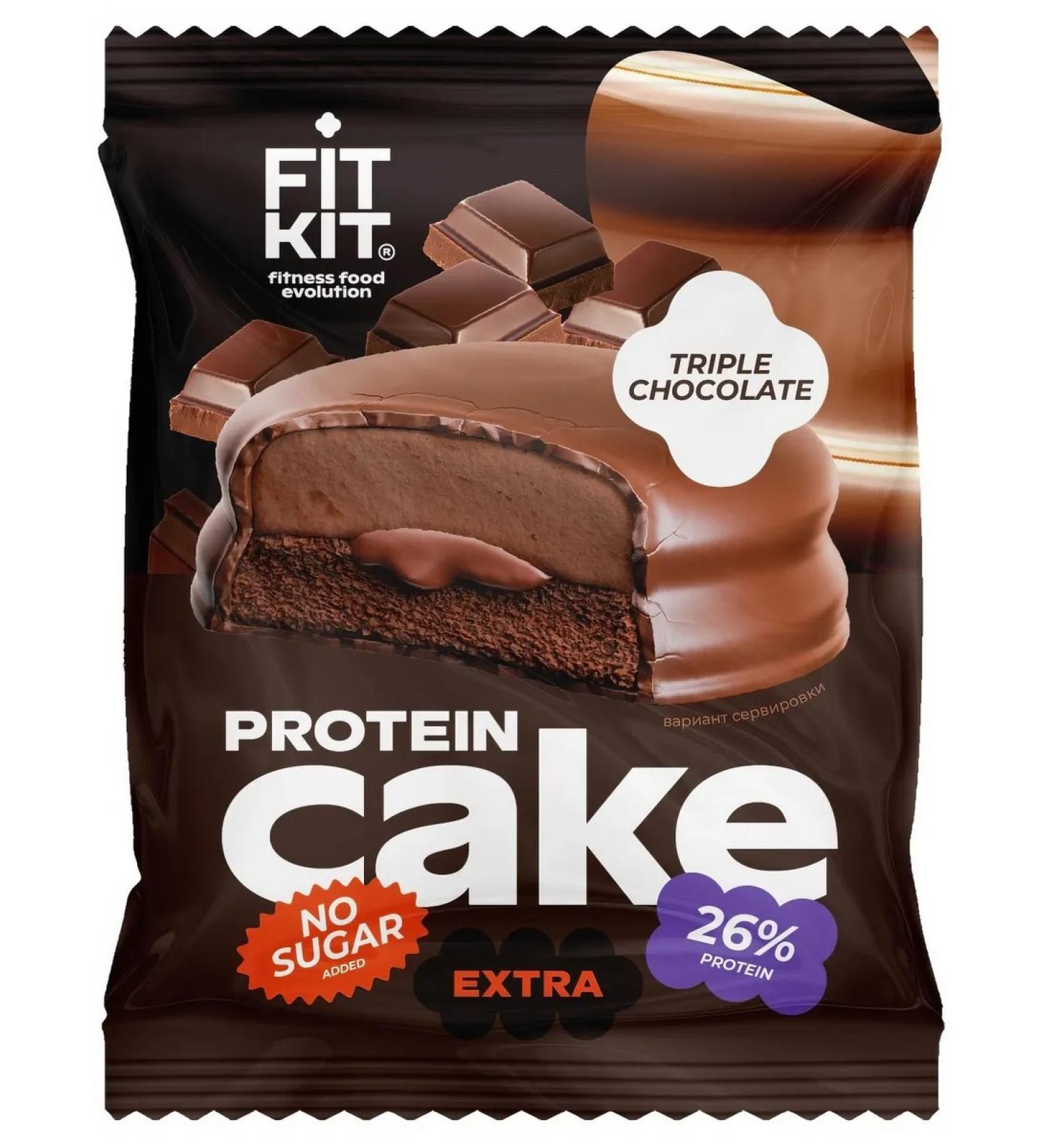 FIT KIT Dessert Protein Cake Extra triple chocolate 50g - Buy Online on GoSupps.com