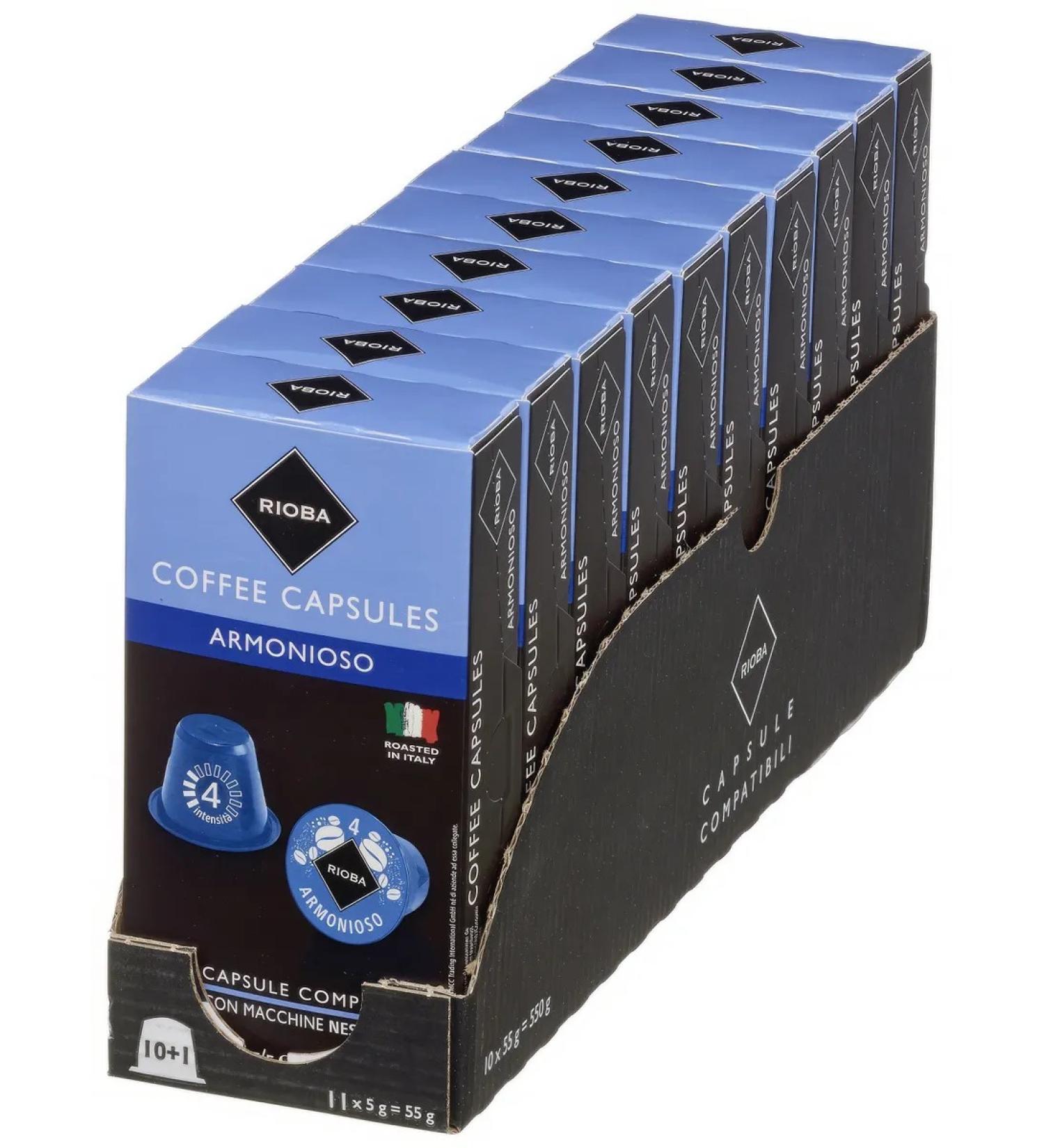 RIOBA Coffee in Armonioso capsules for coffee machines 11pcs 55GX10 pcs - Buy Online on GoSupps.com