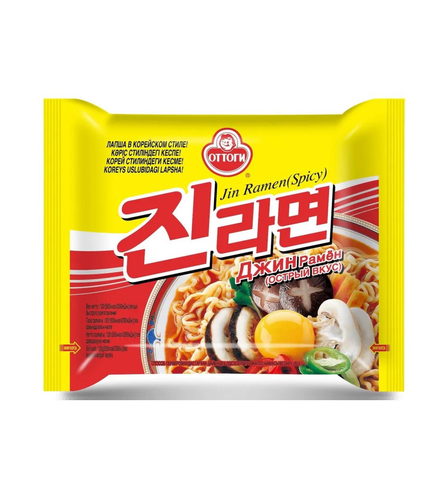 Ottogi Noodles Jin Ramen Spicy Acute taste 120g - Buy Online on GoSupps.com