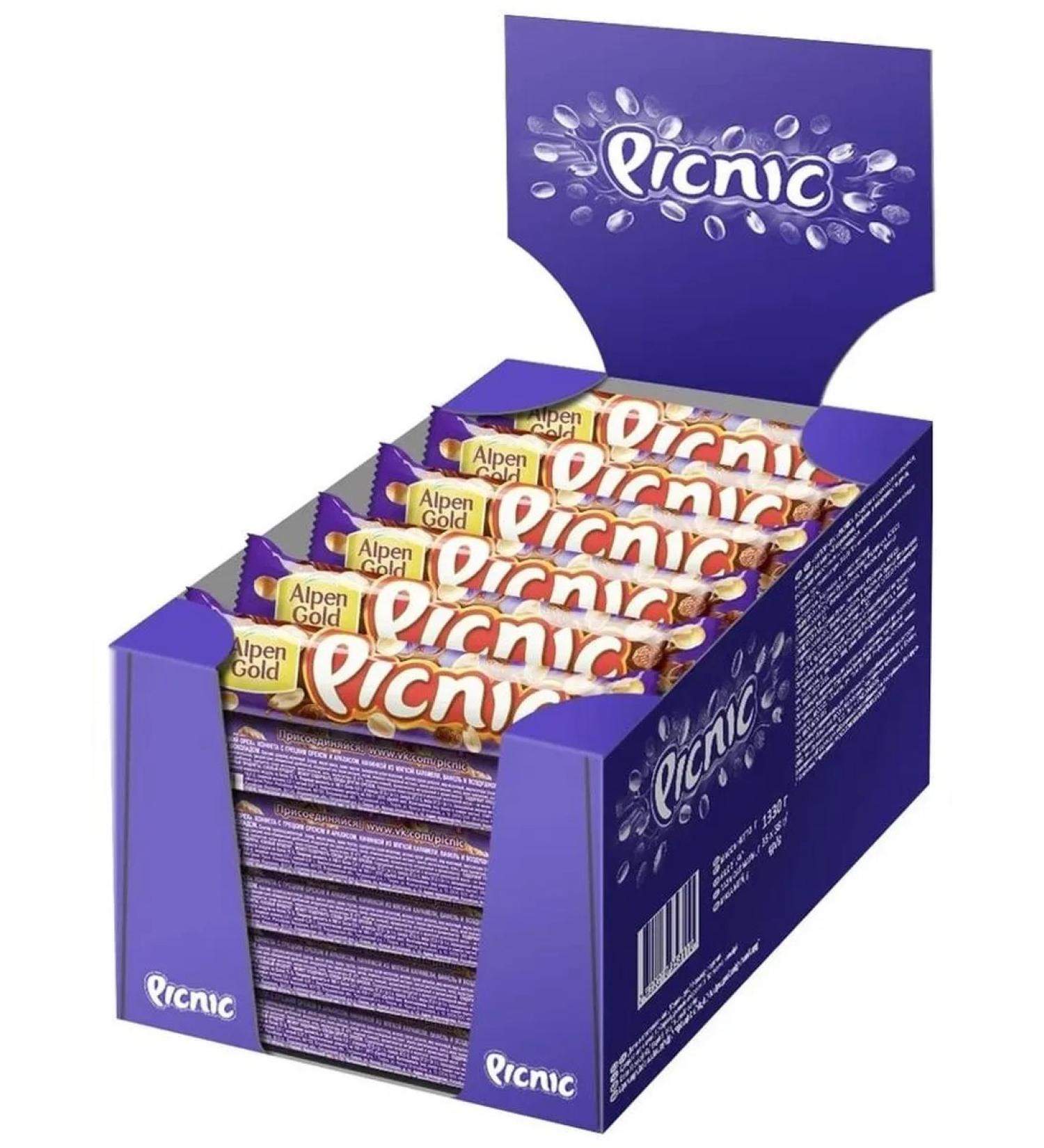 picnic Chocolate bar with peanuts and raisins 38g x 35 pcs