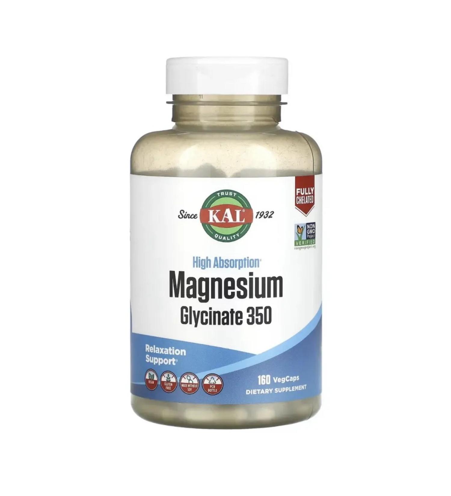 KAL Magnesium glycinate with high absorption 350 160 capsules