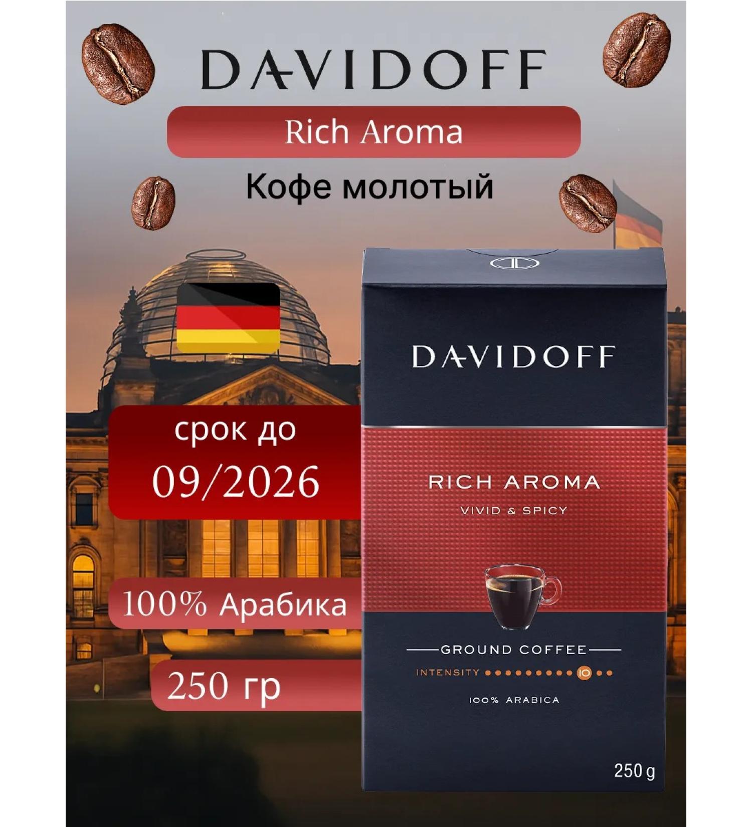 Ground Coffee Davidoff Rich Aroma 100% Arabica 250 gr - Buy Online on GoSupps.com