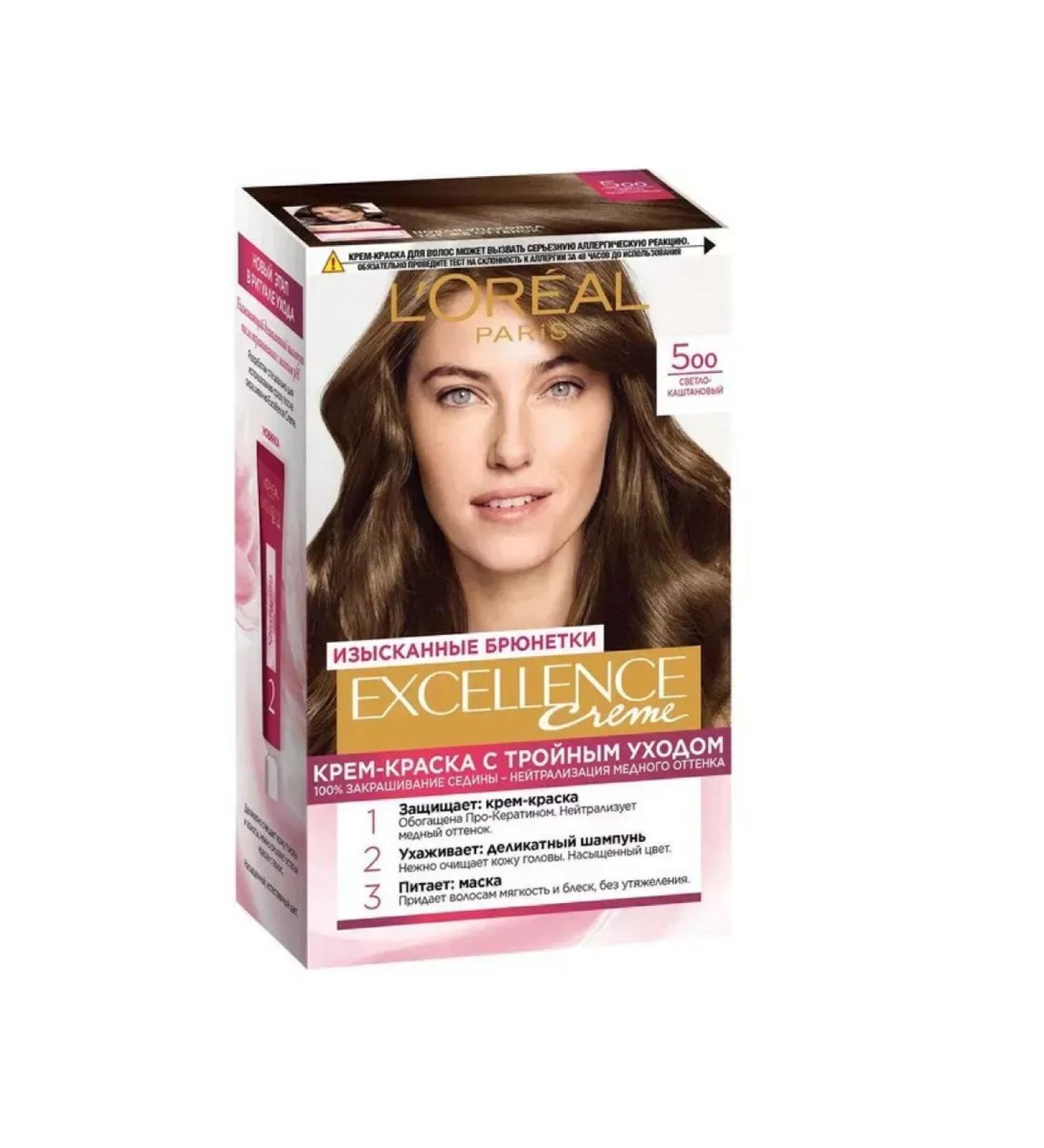 L'OREAL PARIS Hair dye Excellence Creme tone 500 light chestnut