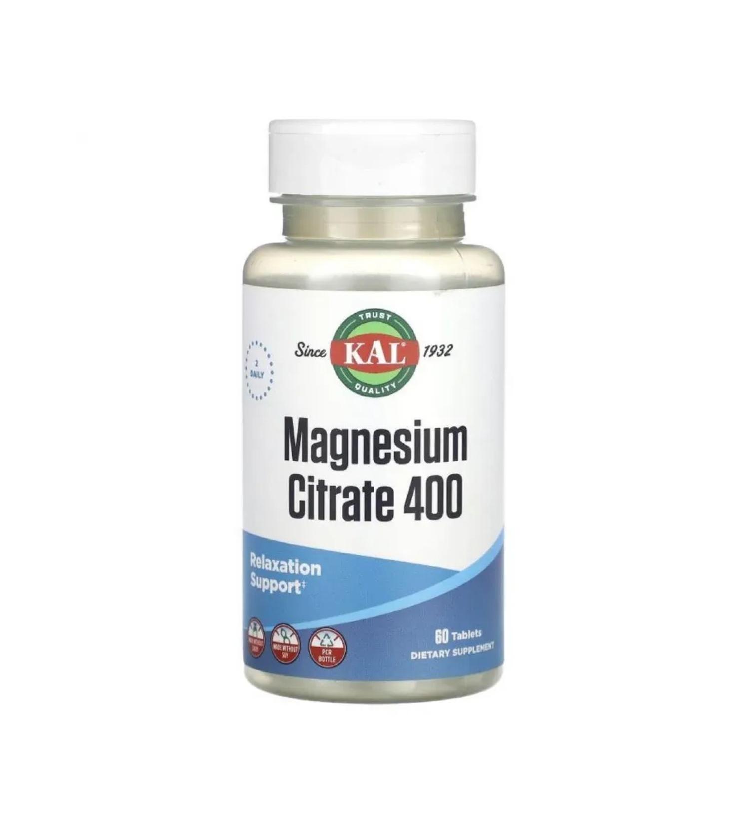 KAL Magnesium Citrate Magnesium Citrate 400 Mg 60 tablets
