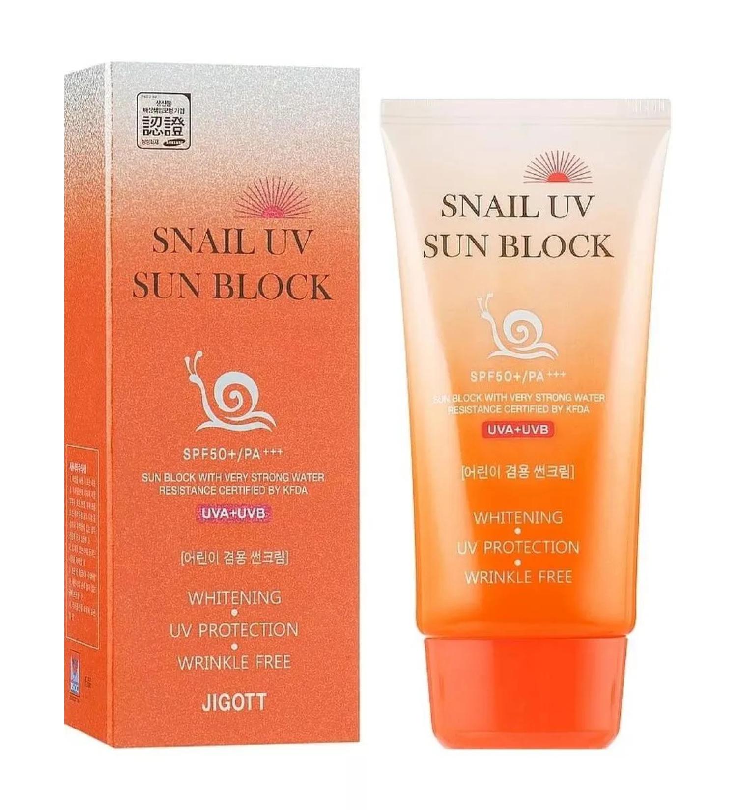 Jigott Sunscreen SPF50+ PA +++ SNAIL UV SUN BLOCK - Buy Online on GoSupps.com
