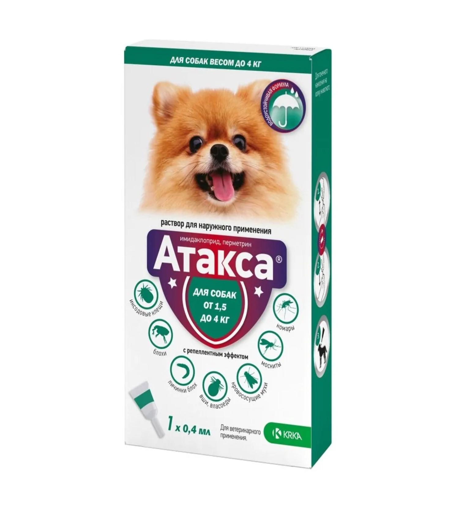 KRKA Attles drops from ticks and fleas for dogs weighing 1.5 to 4 kg
