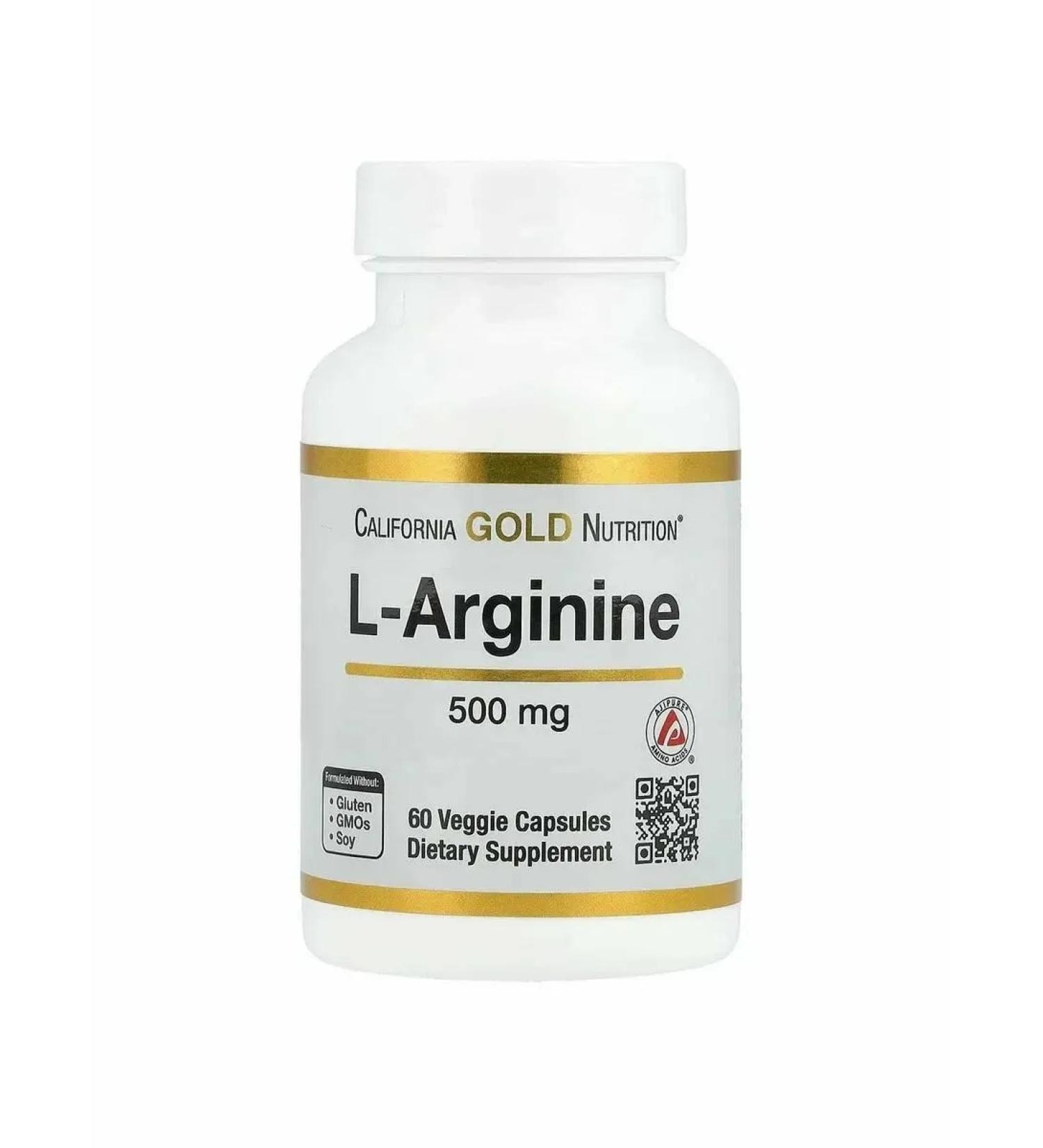 California Gold Nutrition L-Arginine 500 mg 60 VCAPS - Buy Online on GoSupps.com