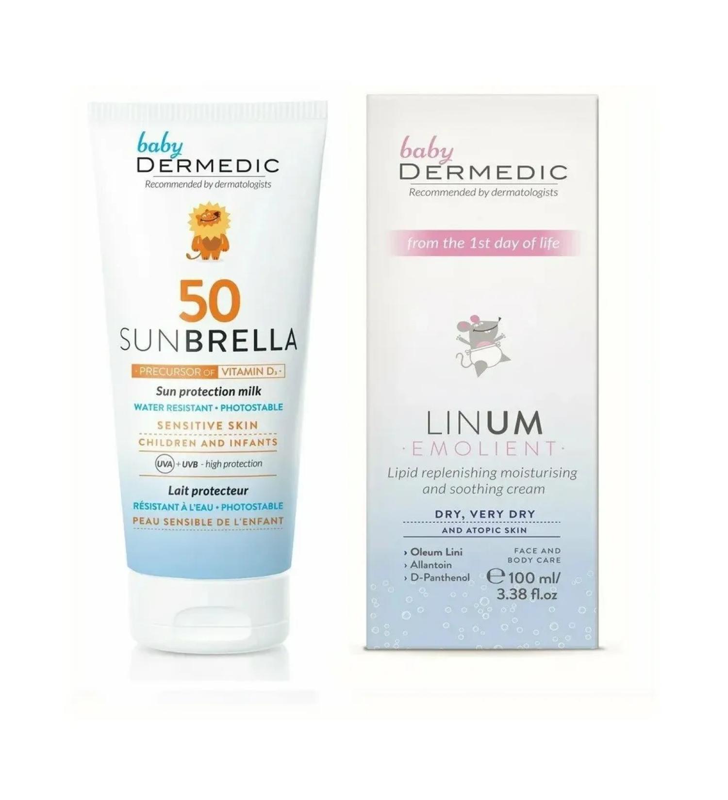 DERMEDIC Set of Sanbrella Baby Milk SPF50 + Cream Moisturizer Calm